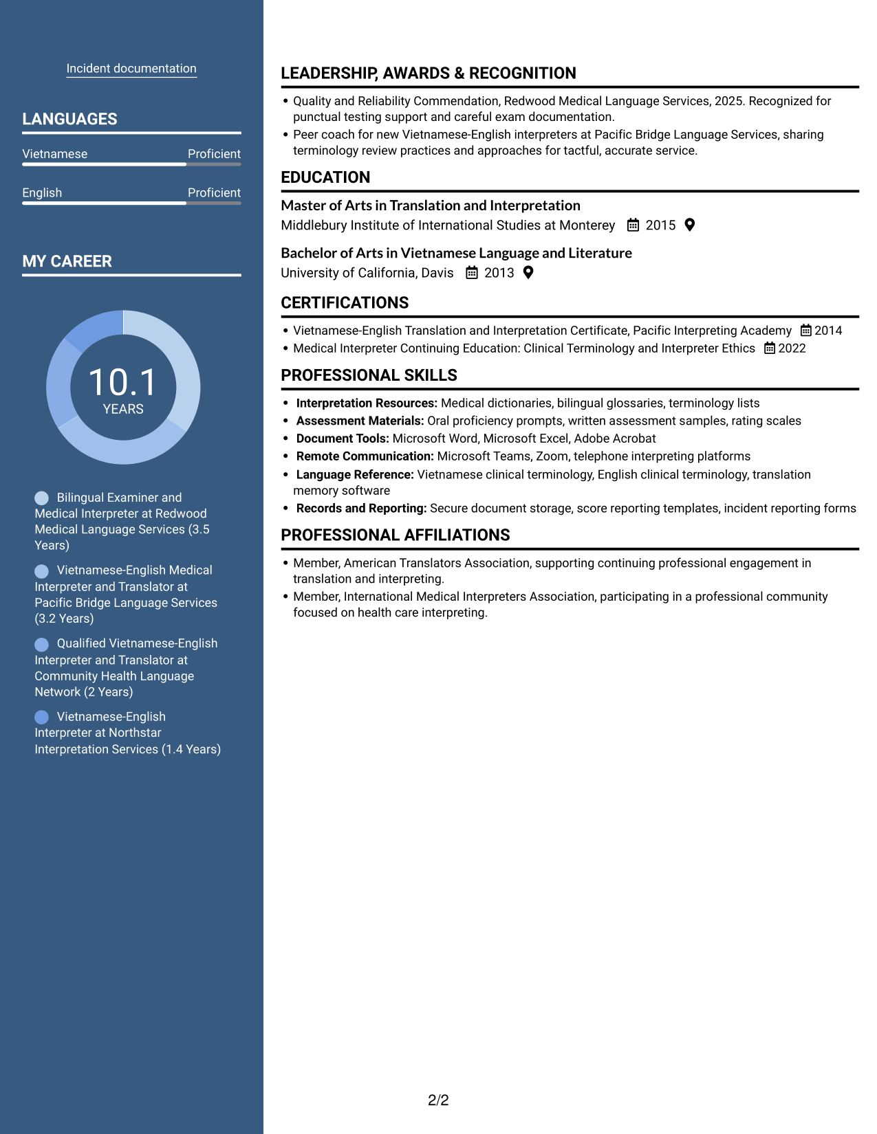 Resume example — page 2