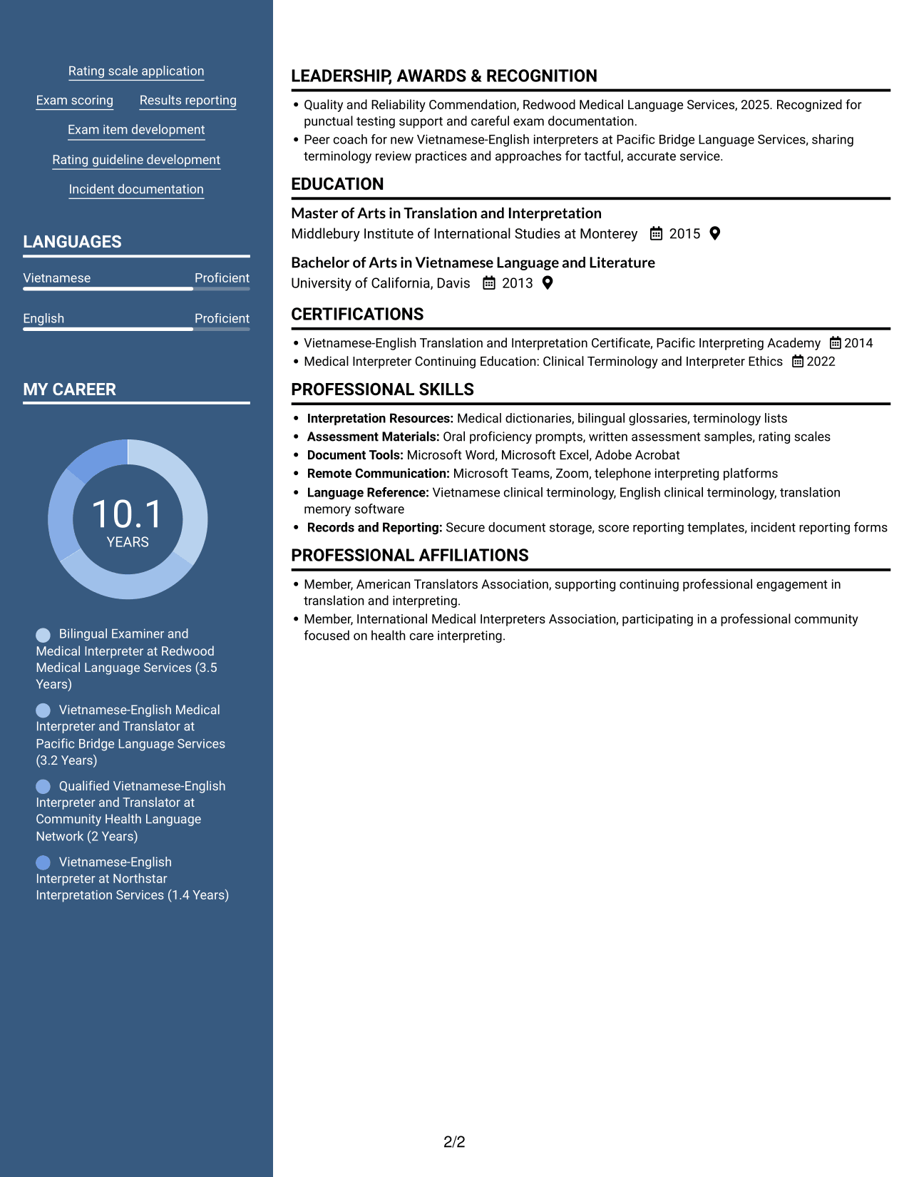 Resume example — page 2