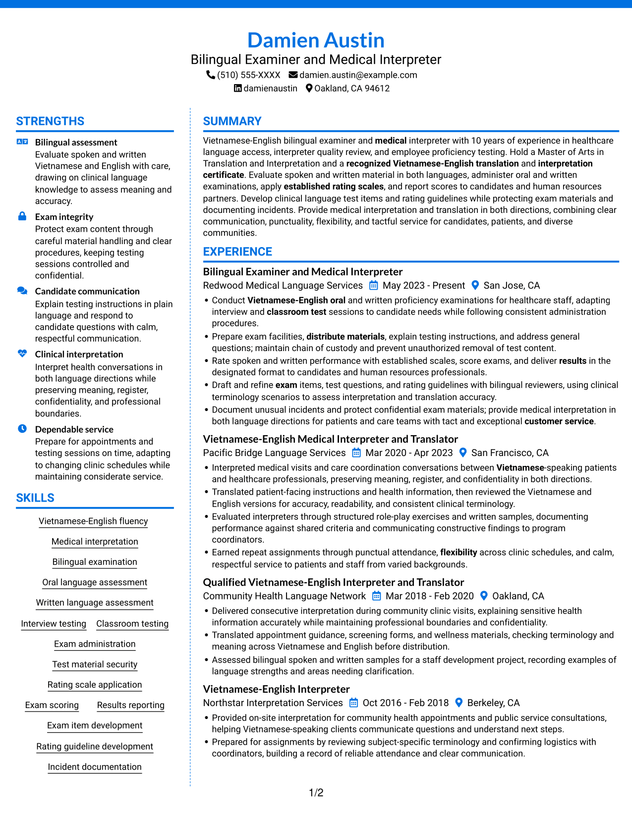 Resume example — page 1