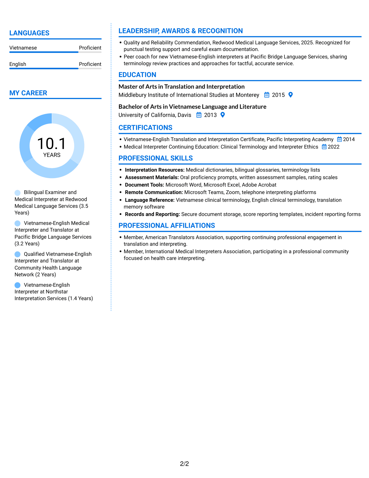Resume example — page 2