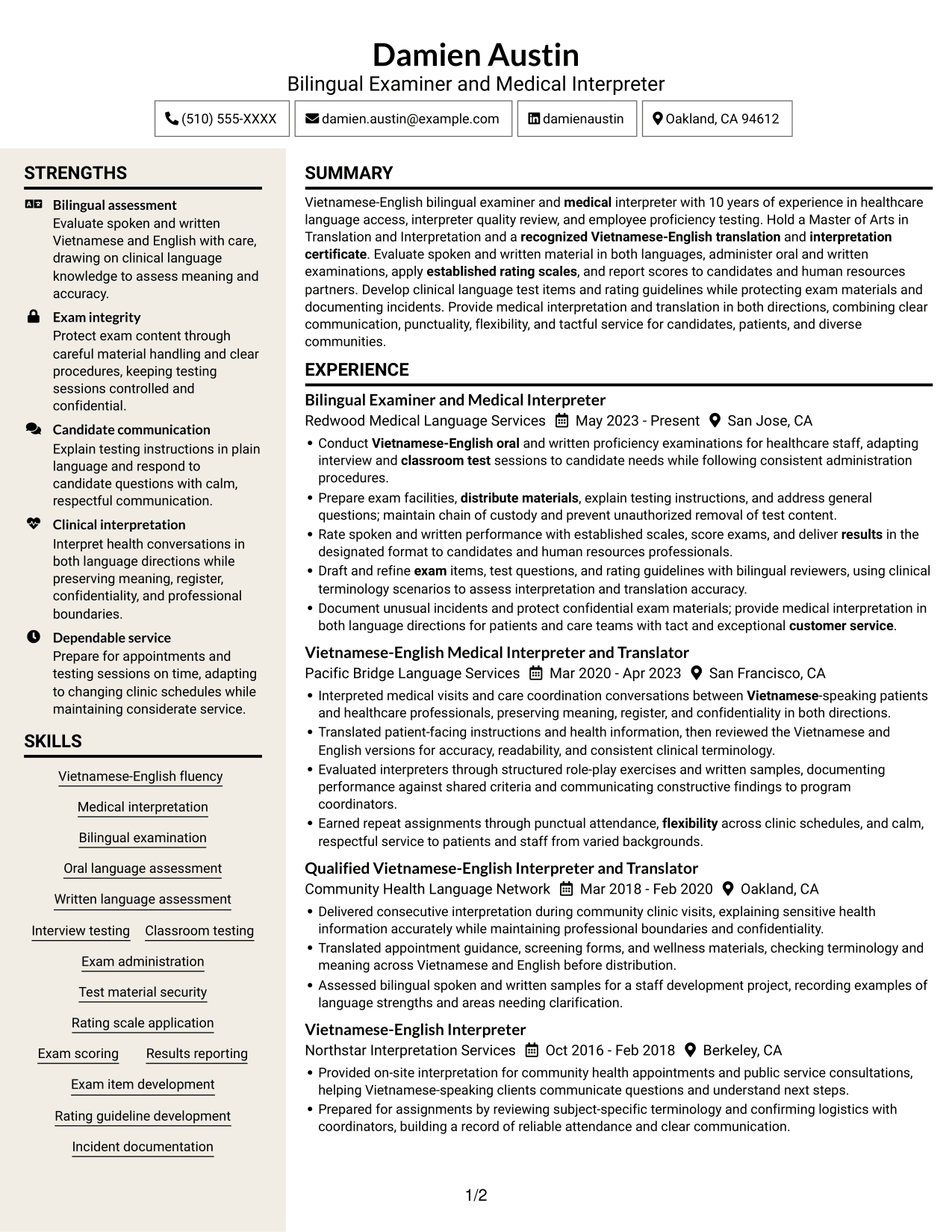 Resume example — page 1