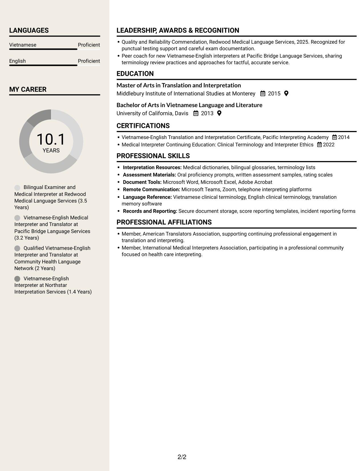 Resume example — page 2