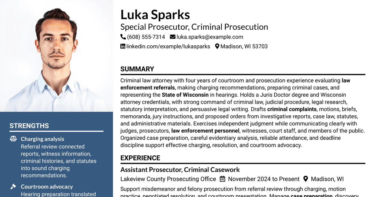 7 Special Prosecutor Resume Templates with Example