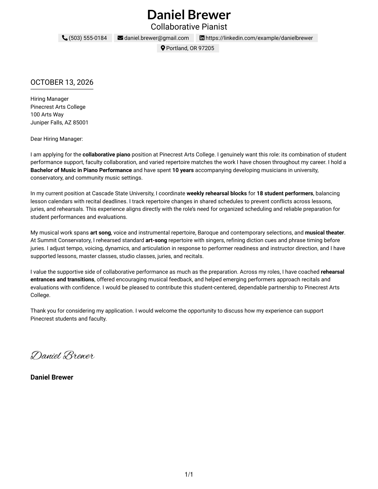 Text/Fang Style Cover Letter Preview
