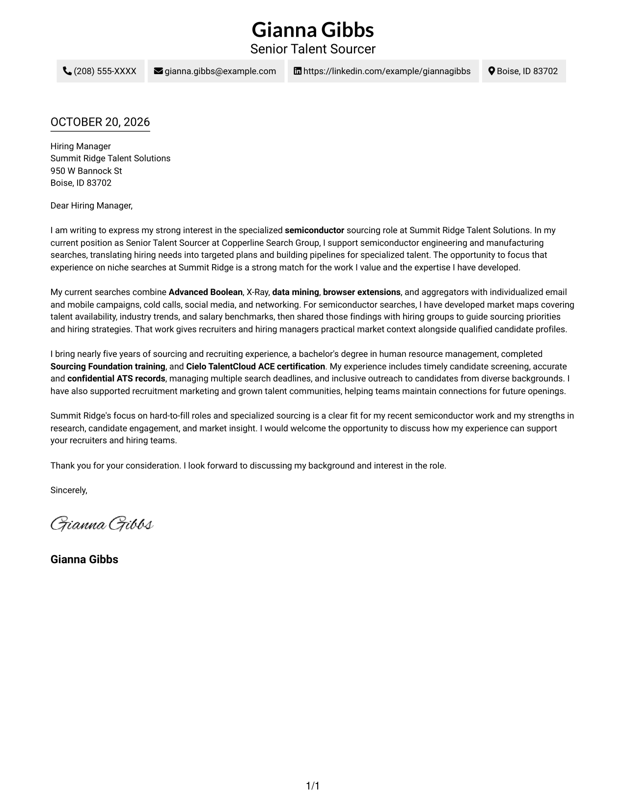 Cover letter example — page 1