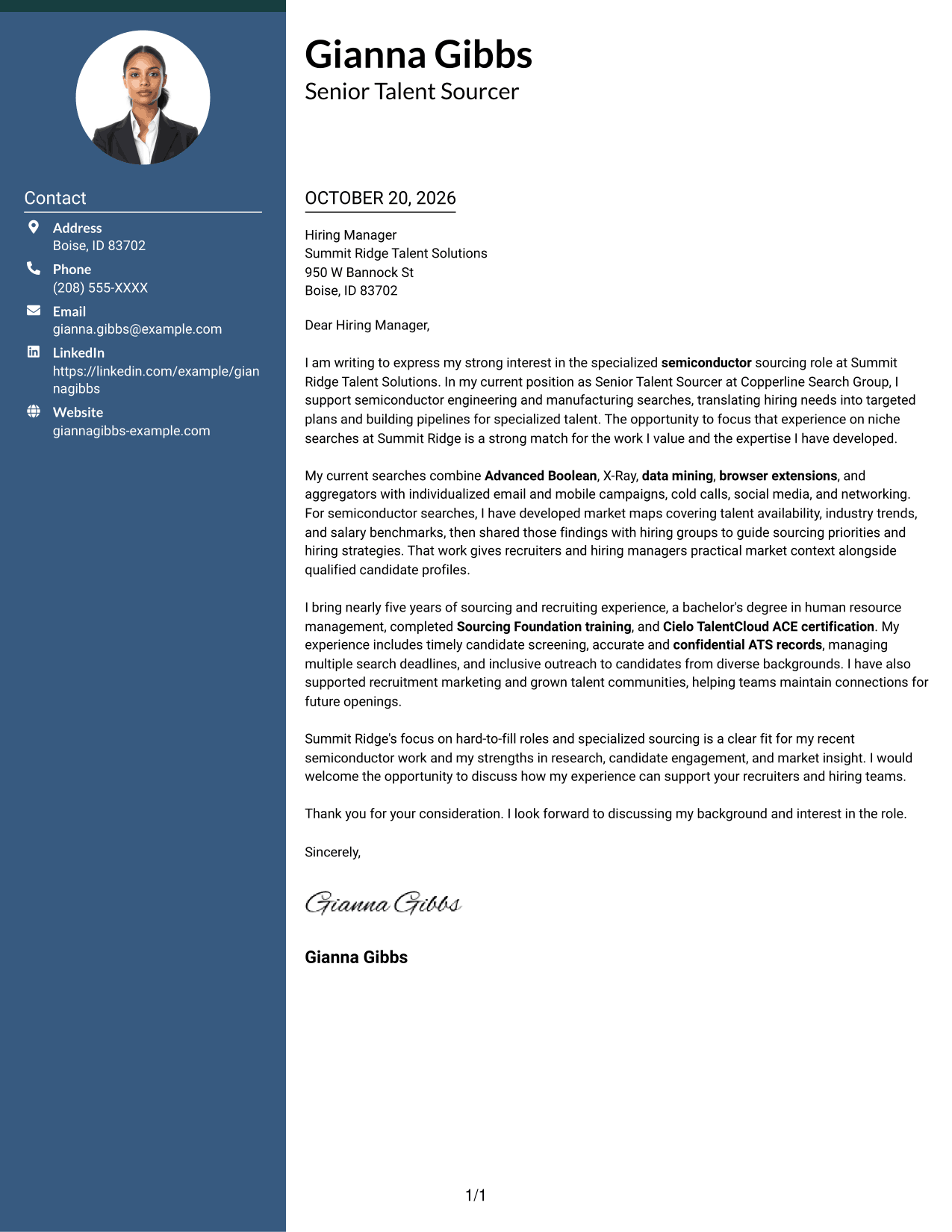 Cover letter example — page 1