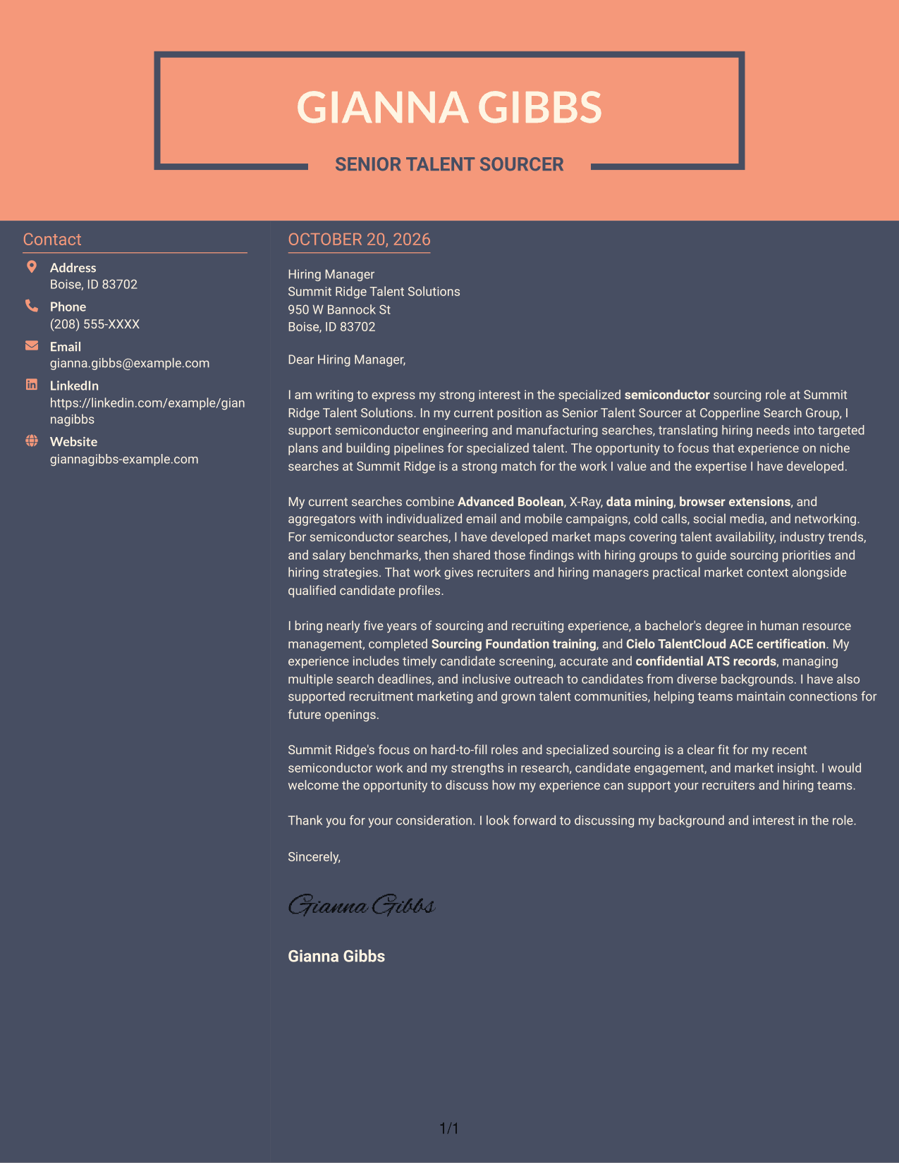 Cover letter example — page 1