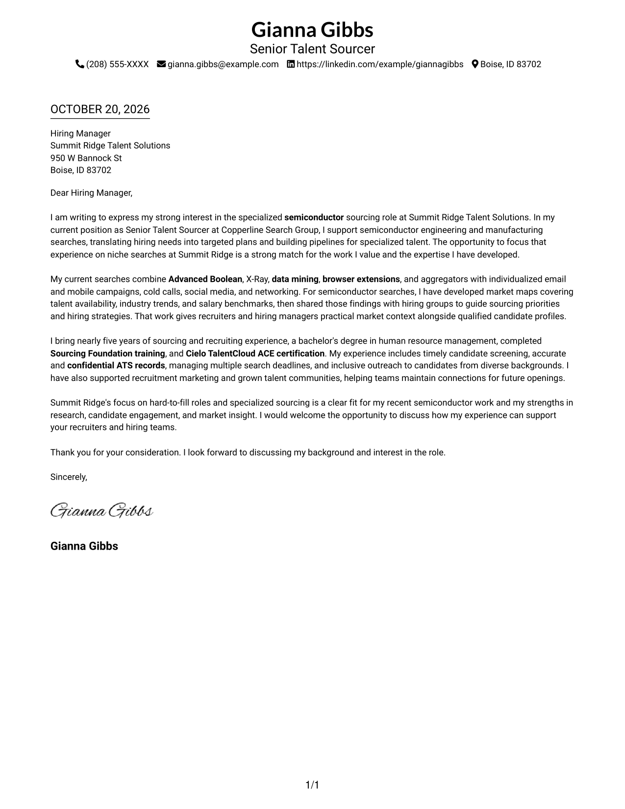 Cover letter example — page 1