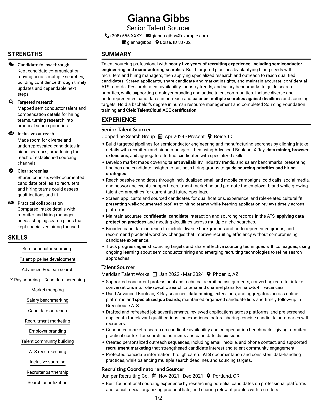 Resume example — page 1