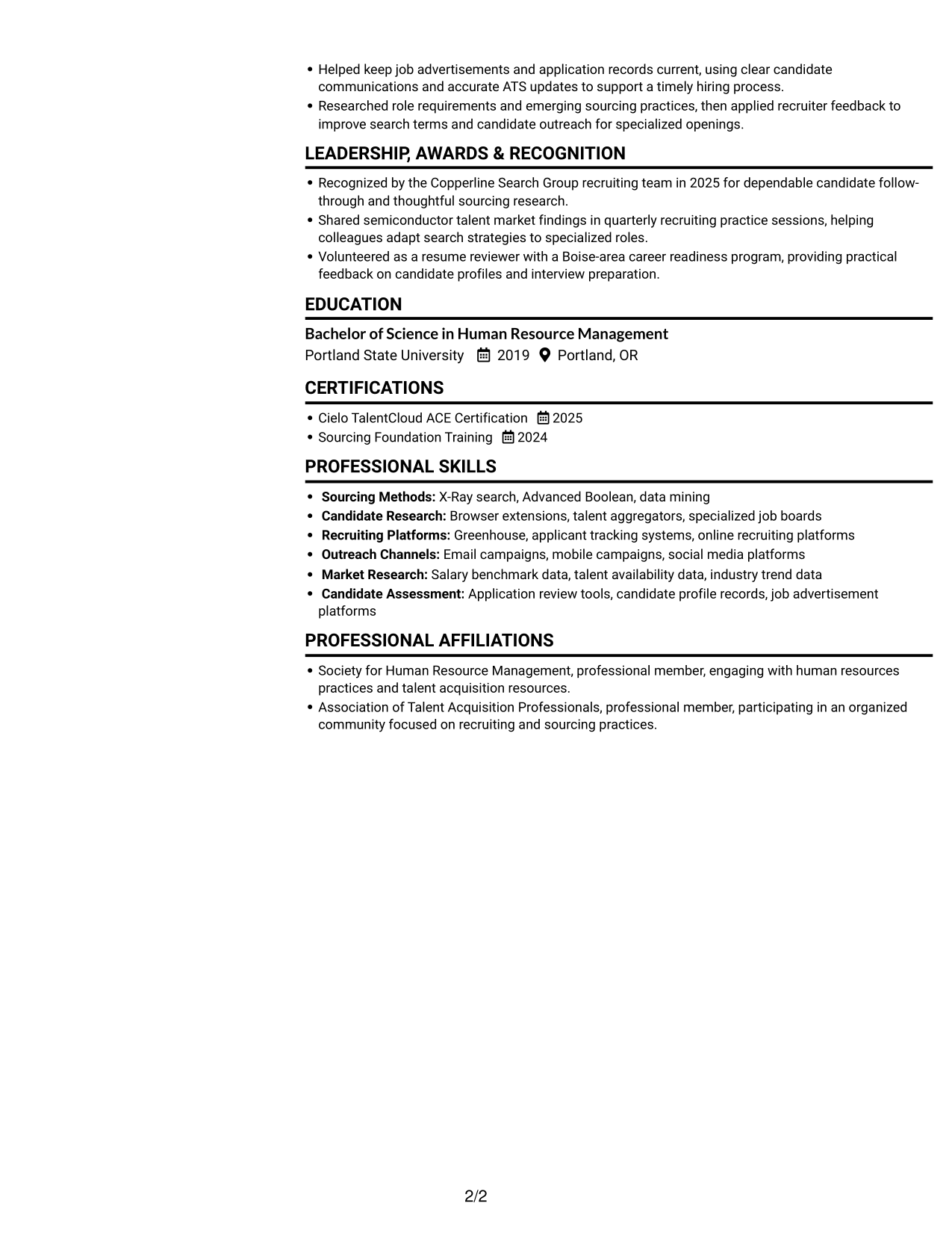 Resume example — page 2