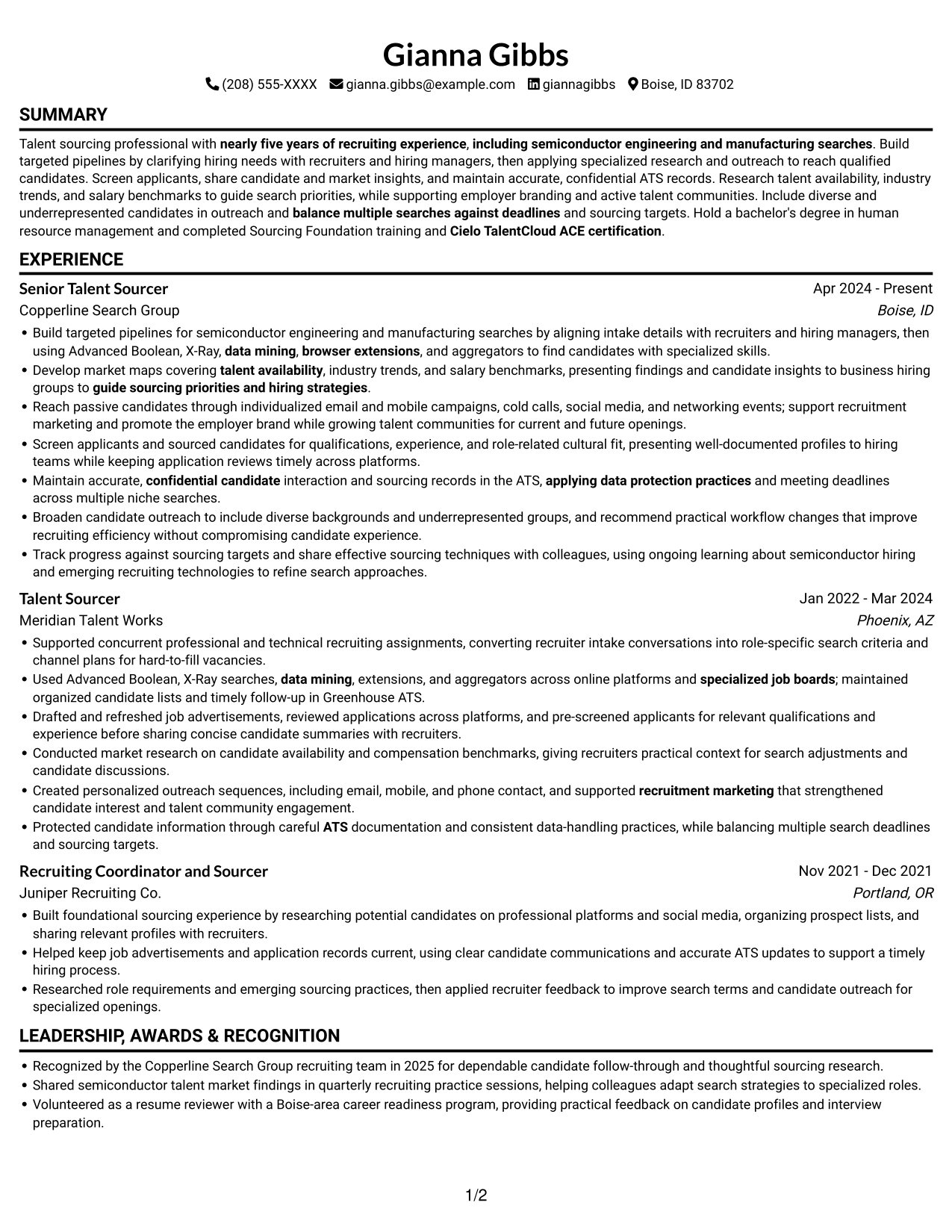 Resume example — page 1