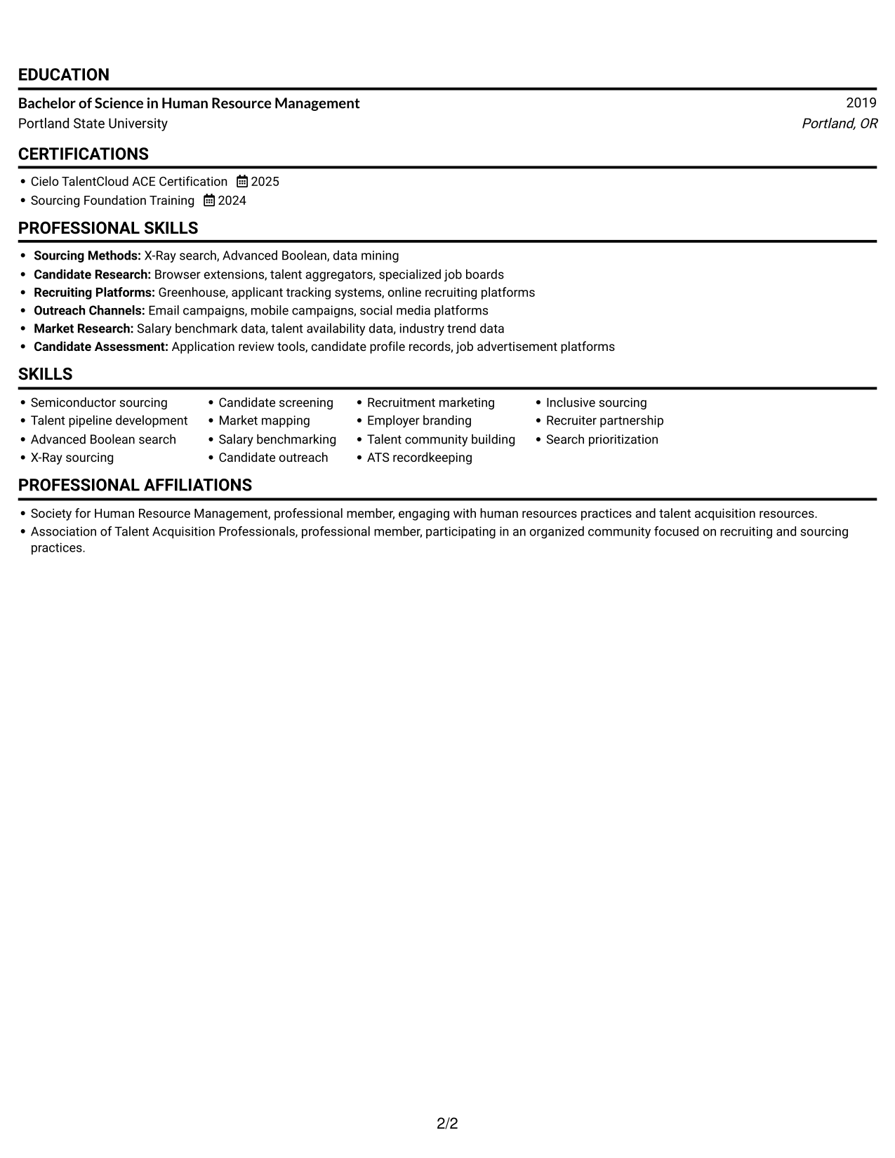 Resume example — page 2