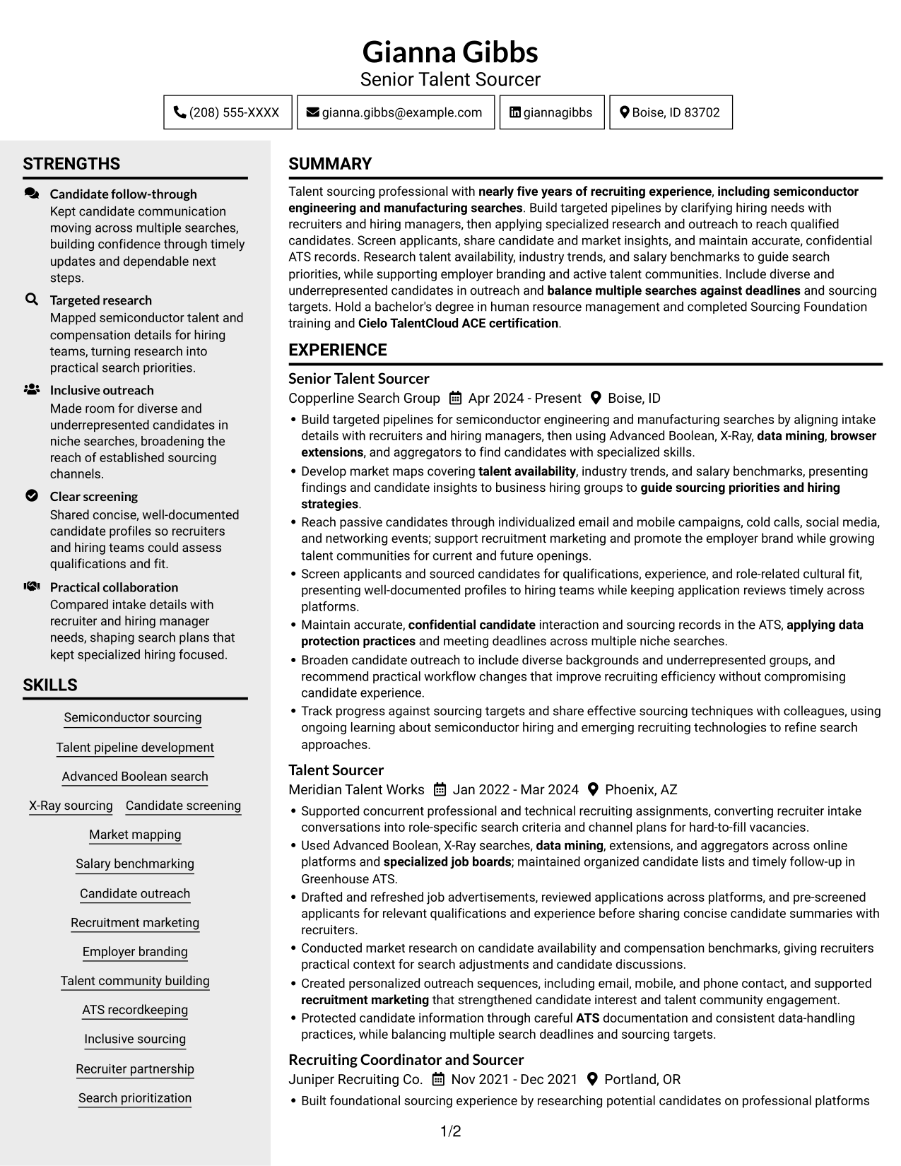 Resume example — page 1