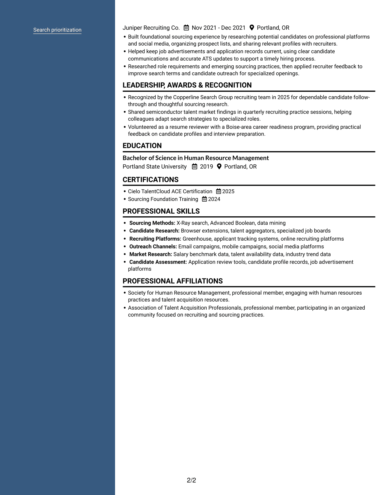 Resume example — page 2
