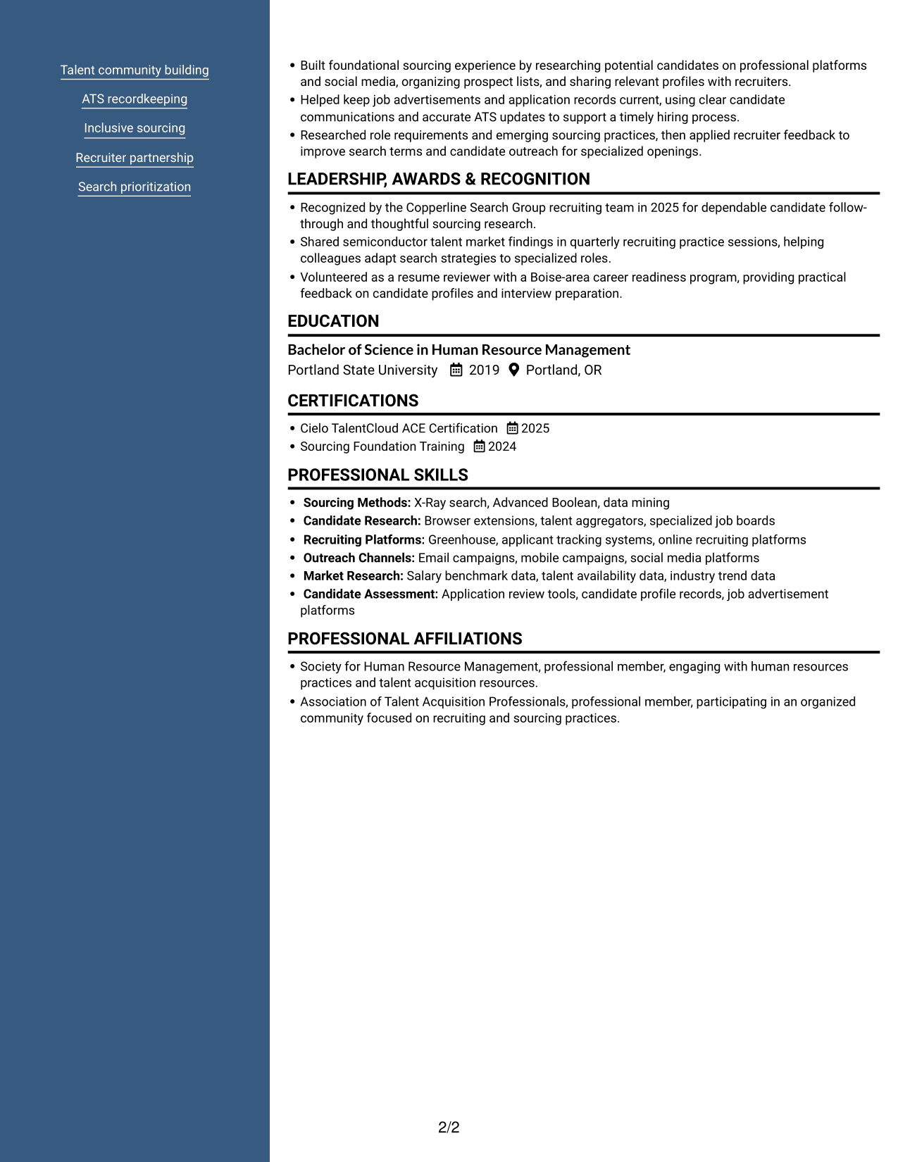 Resume example — page 2