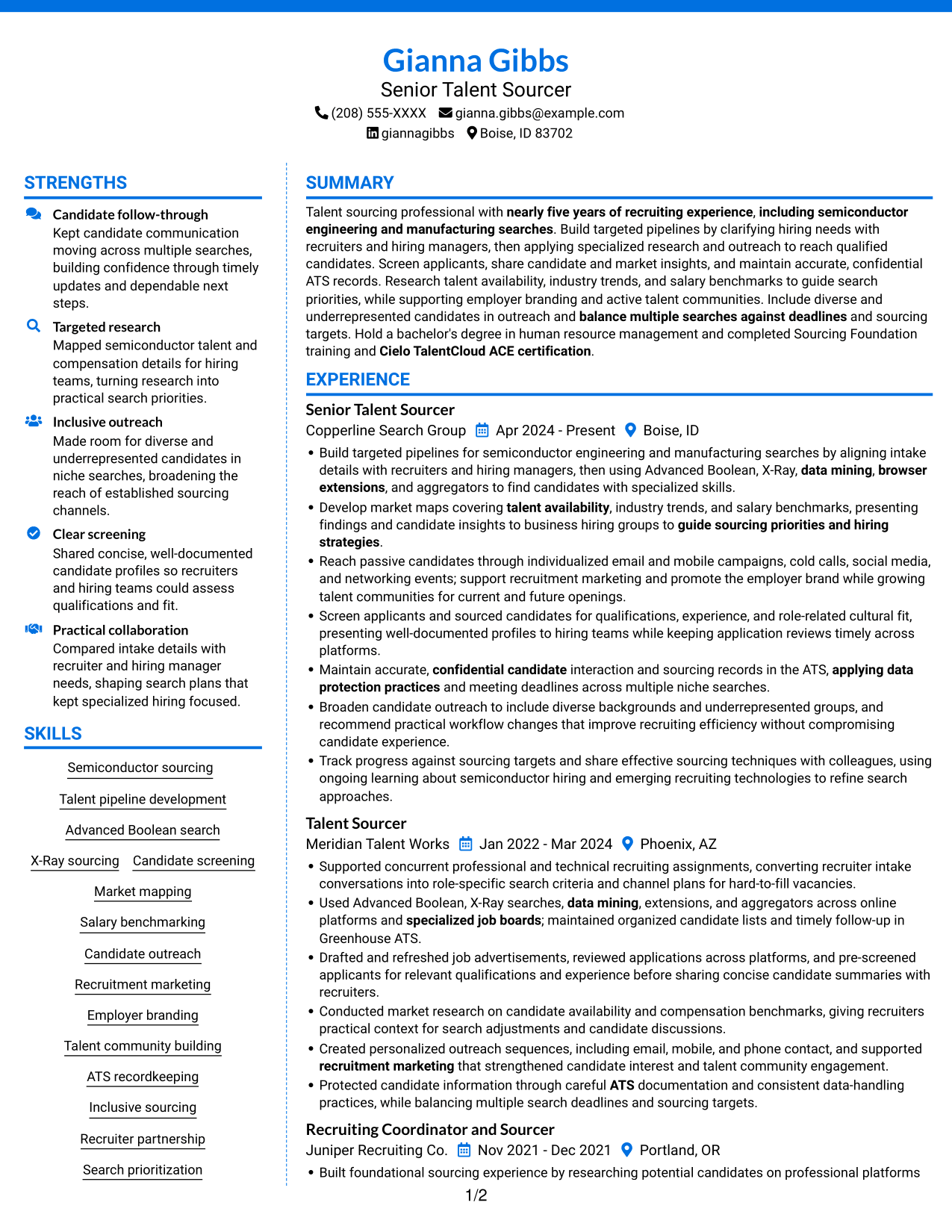 Resume example — page 1