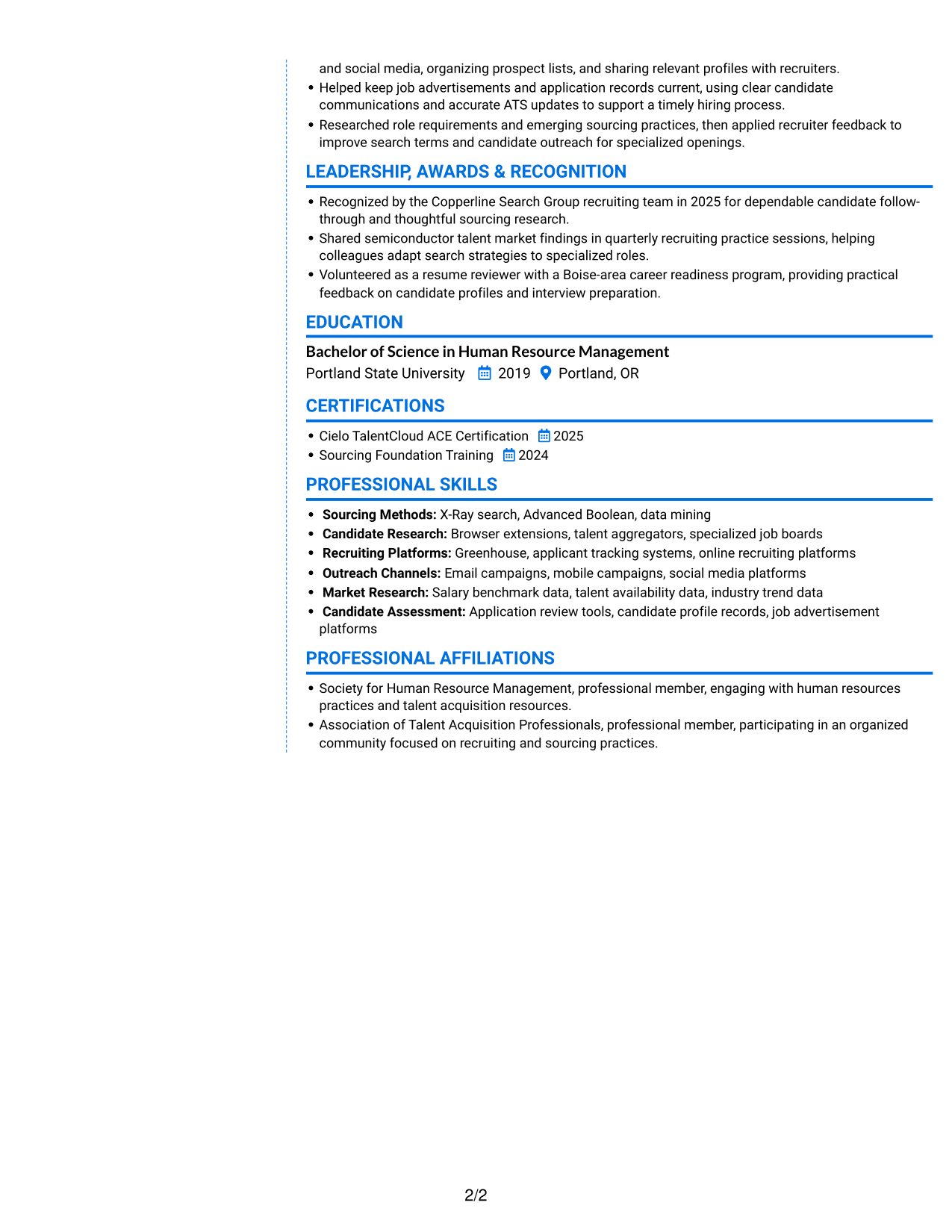 Resume example — page 2