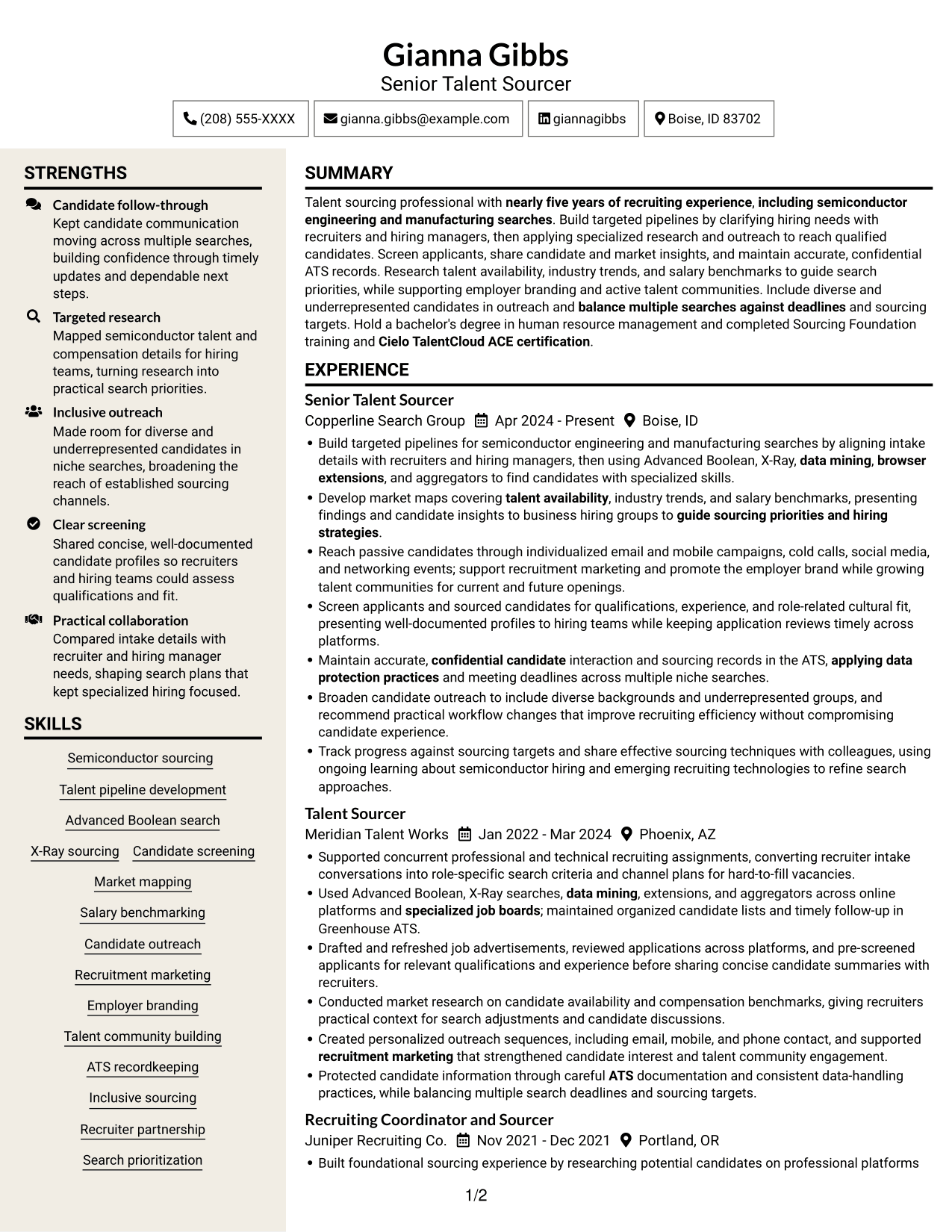 Resume example — page 1