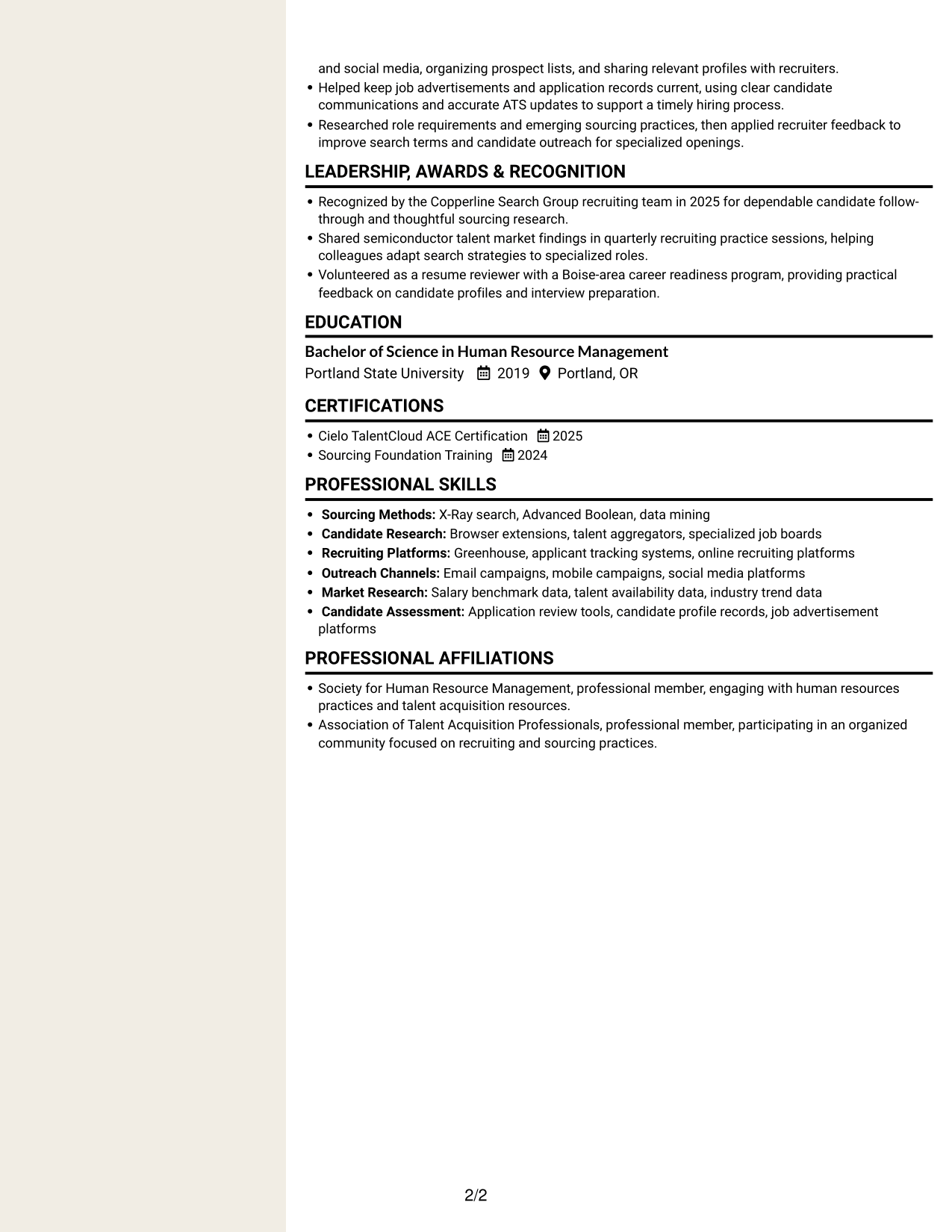 Resume example — page 2