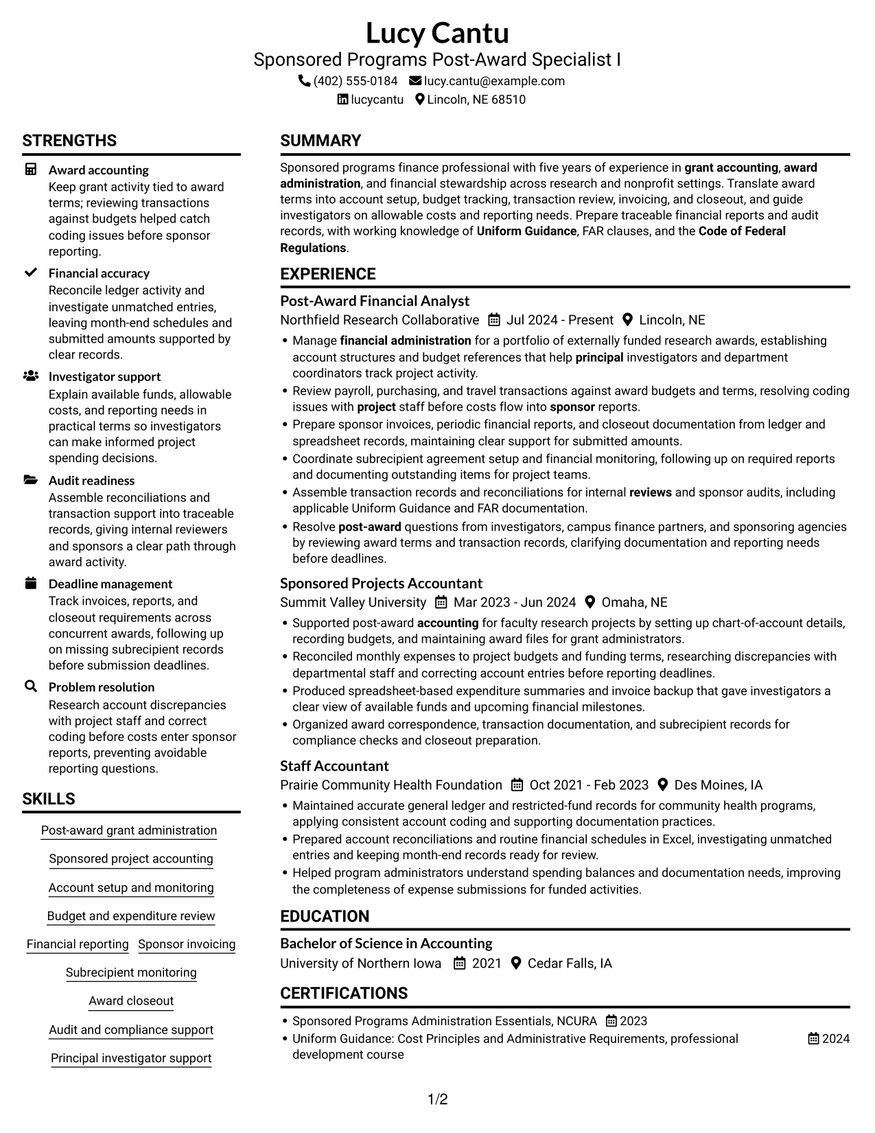 Resume example — page 1