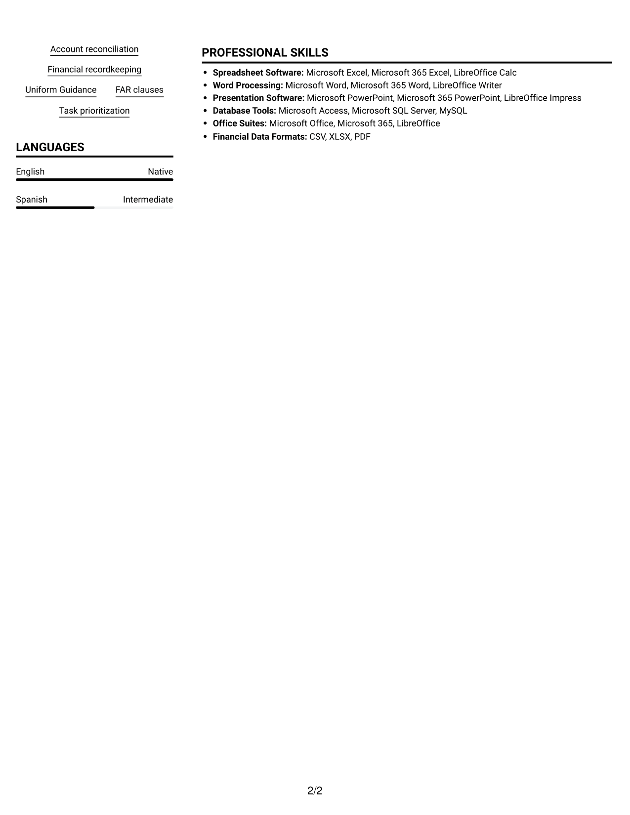 Resume example — page 2