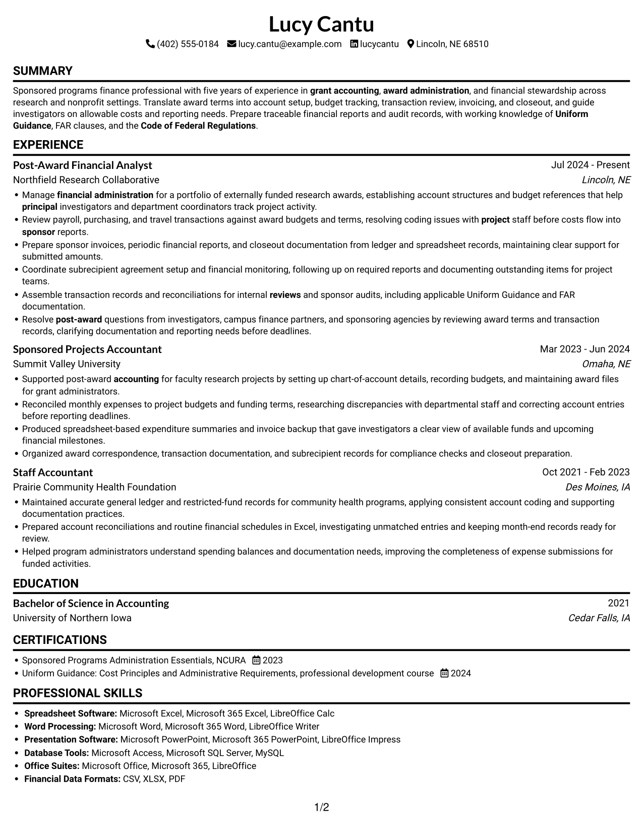 Resume example — page 1