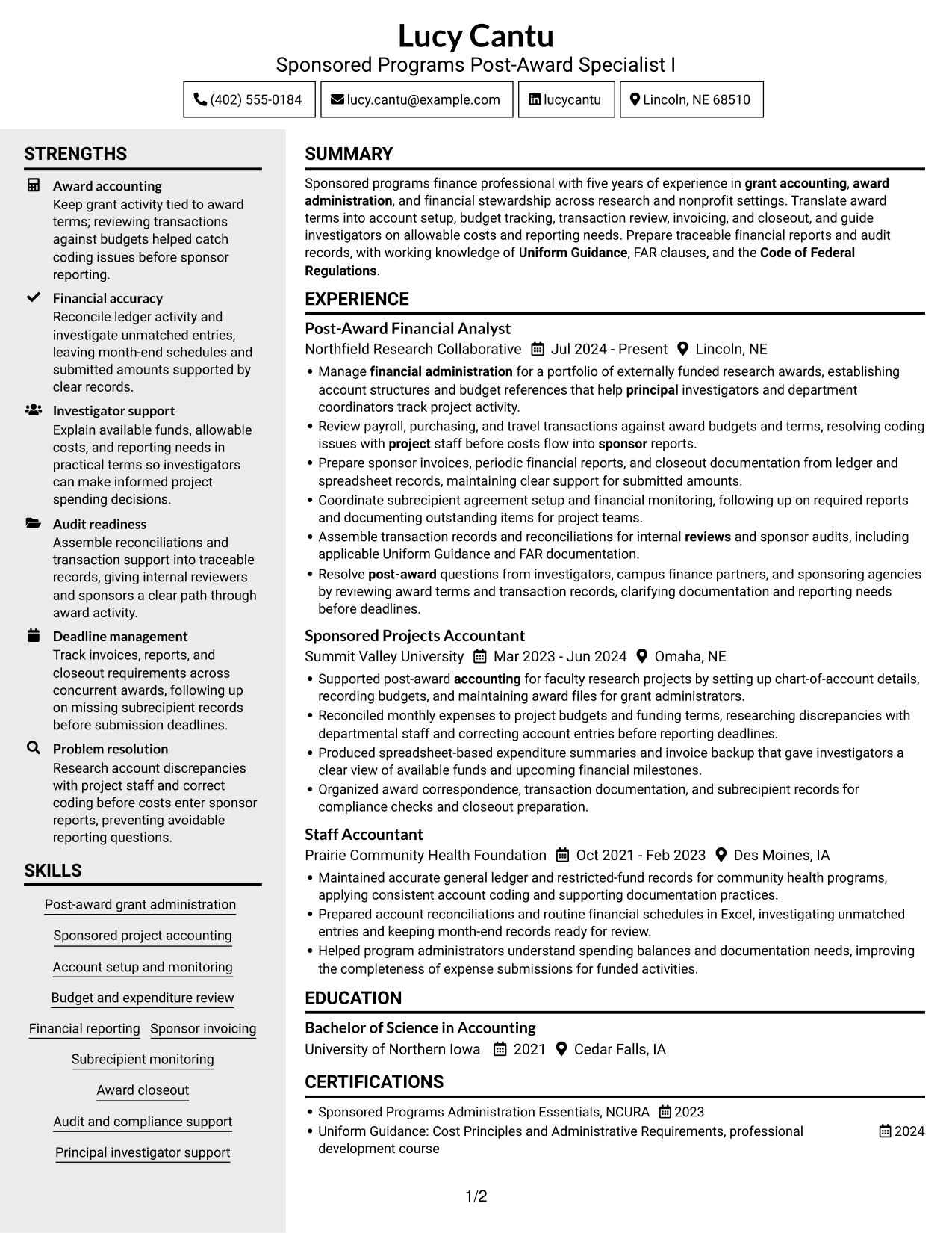 Resume example — page 1