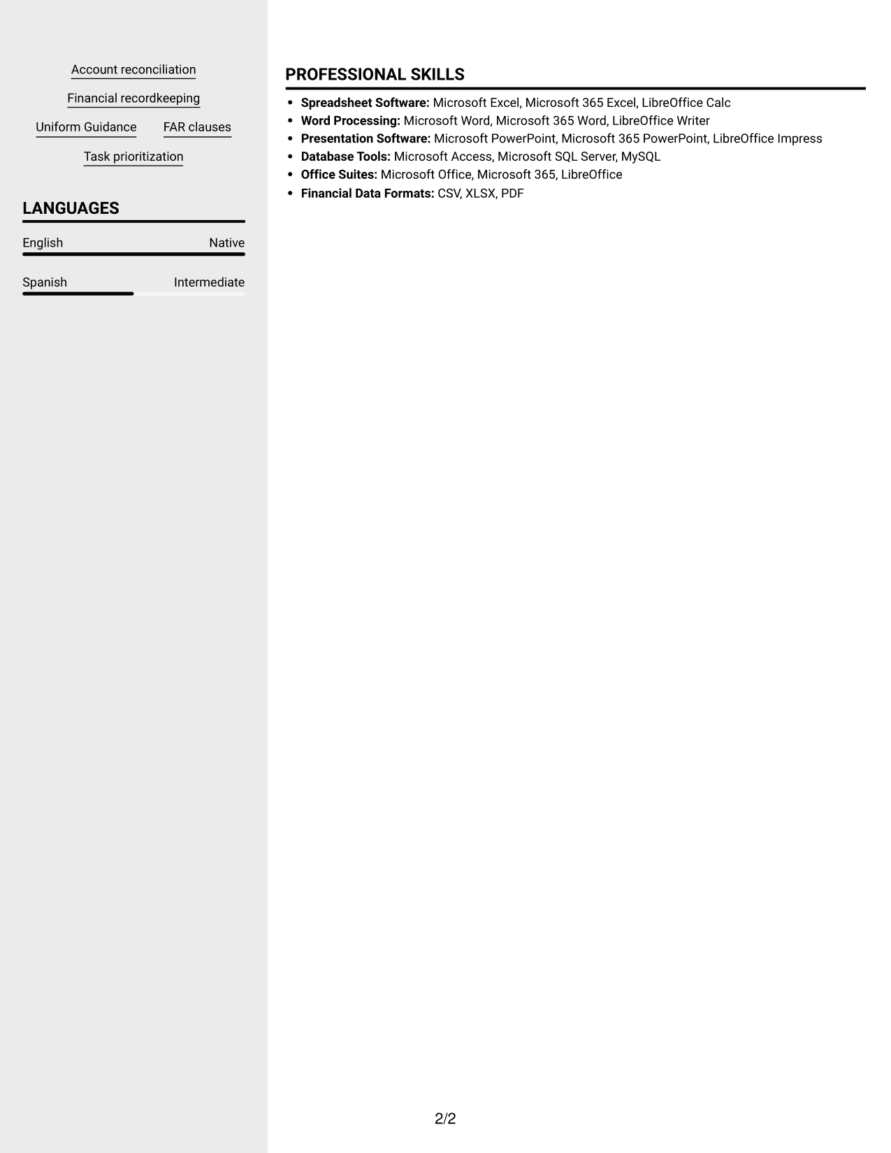 Resume example — page 2