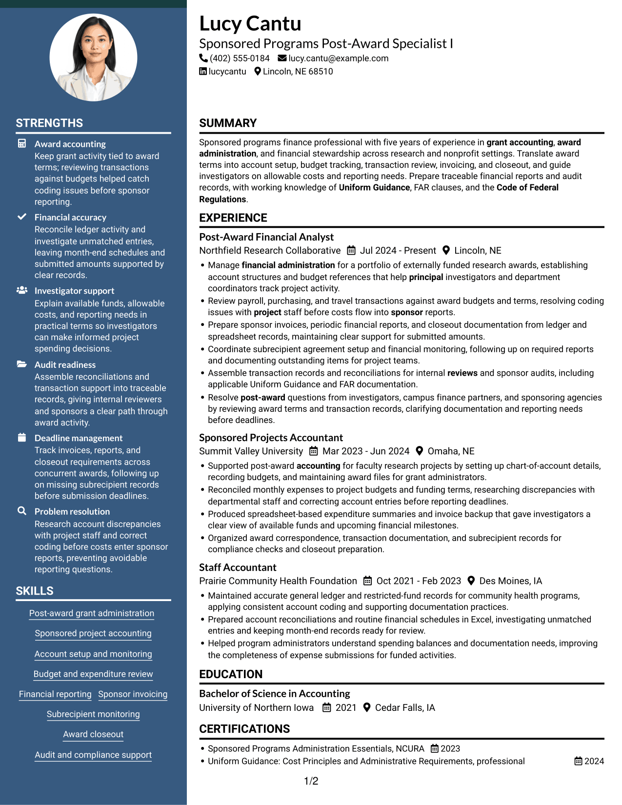 Resume example — page 1