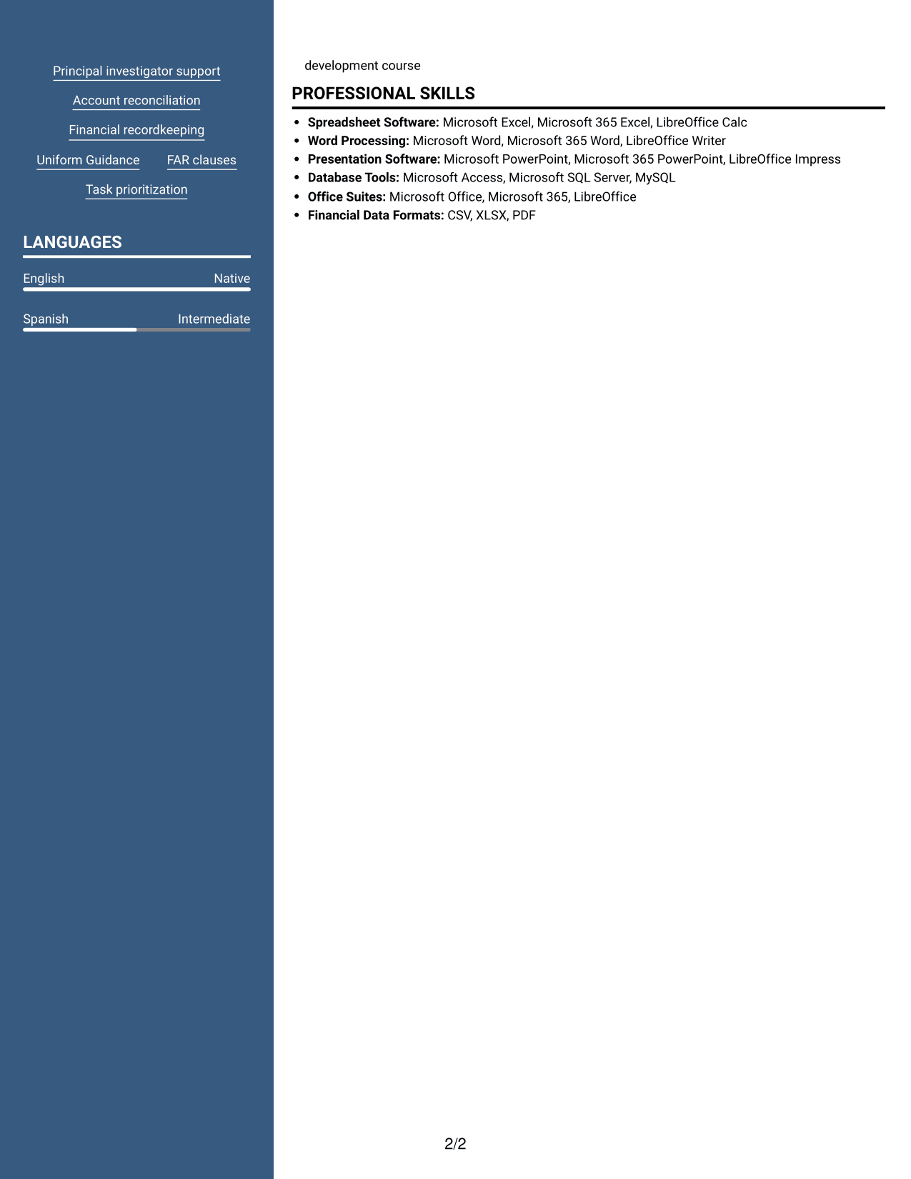 Resume example — page 2