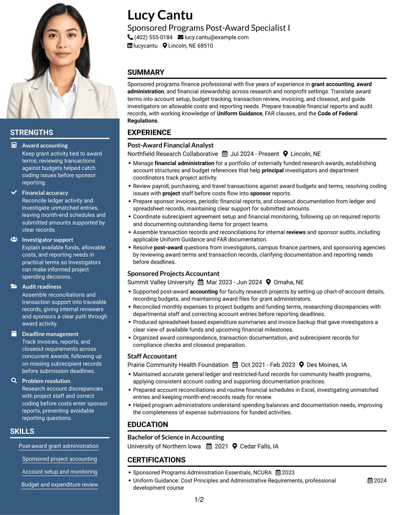 Resume example — page 1
