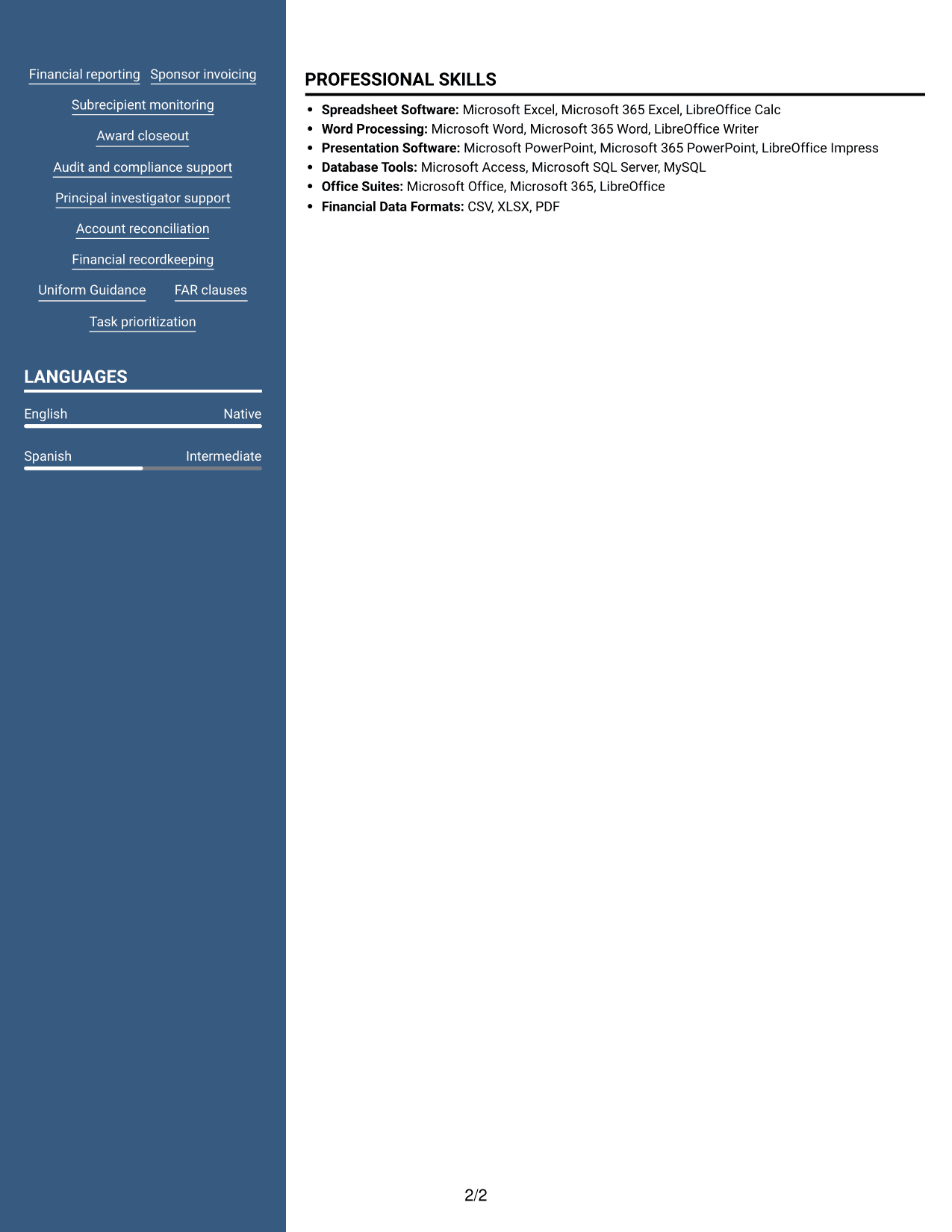 Resume example — page 2
