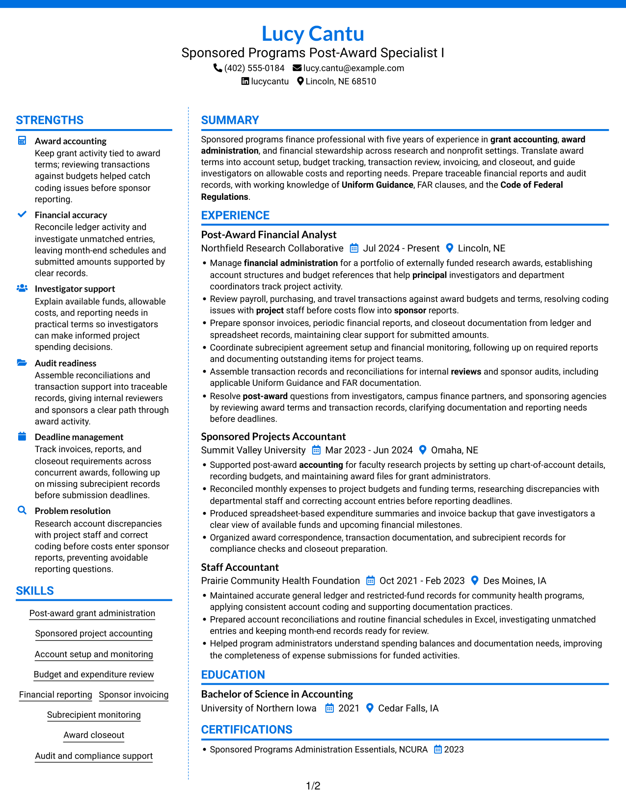 Resume example — page 1