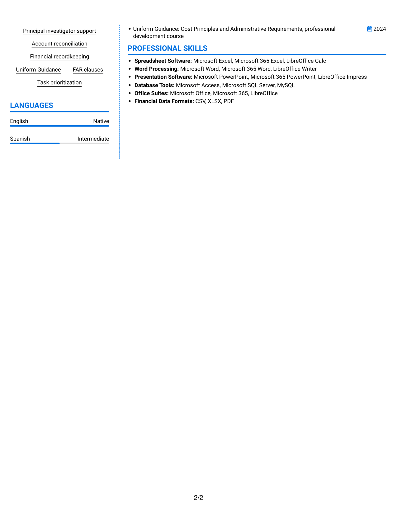 Resume example — page 2