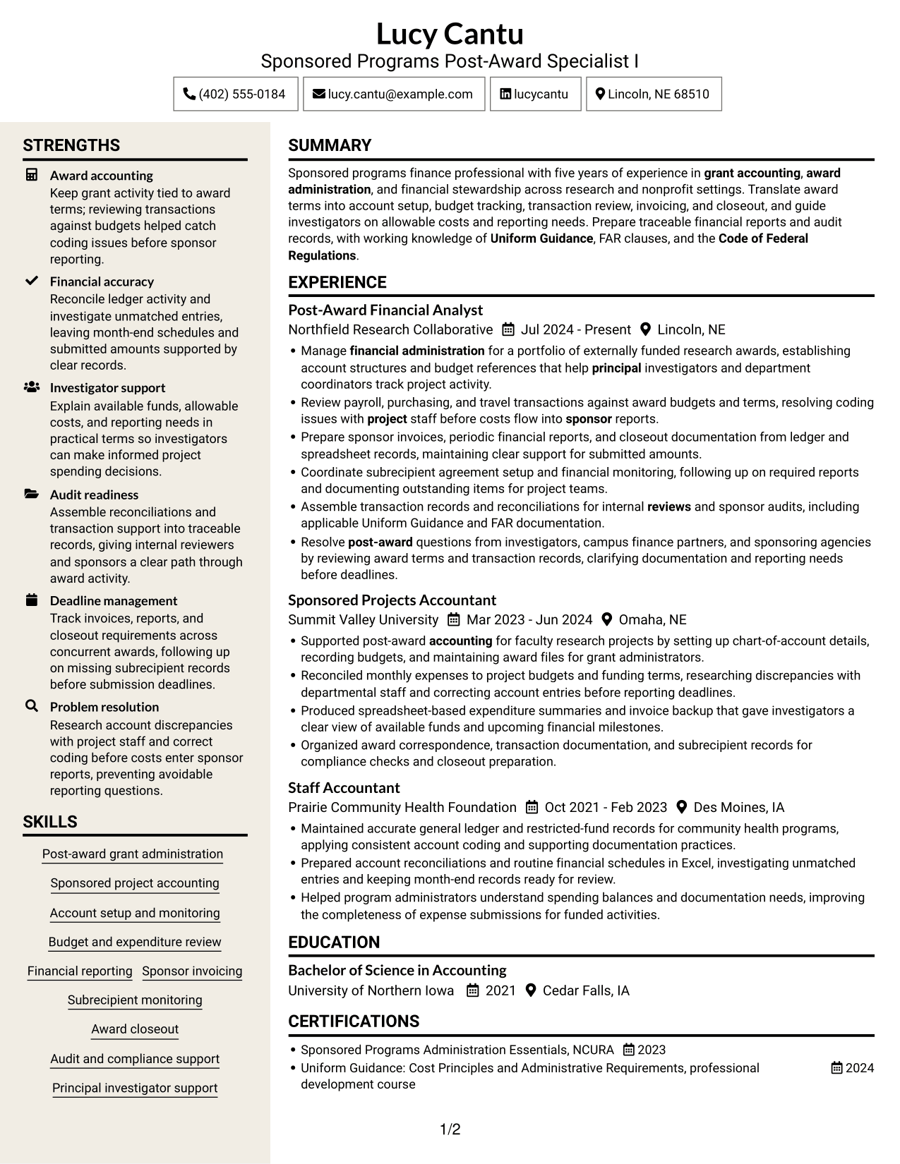 Resume example — page 1