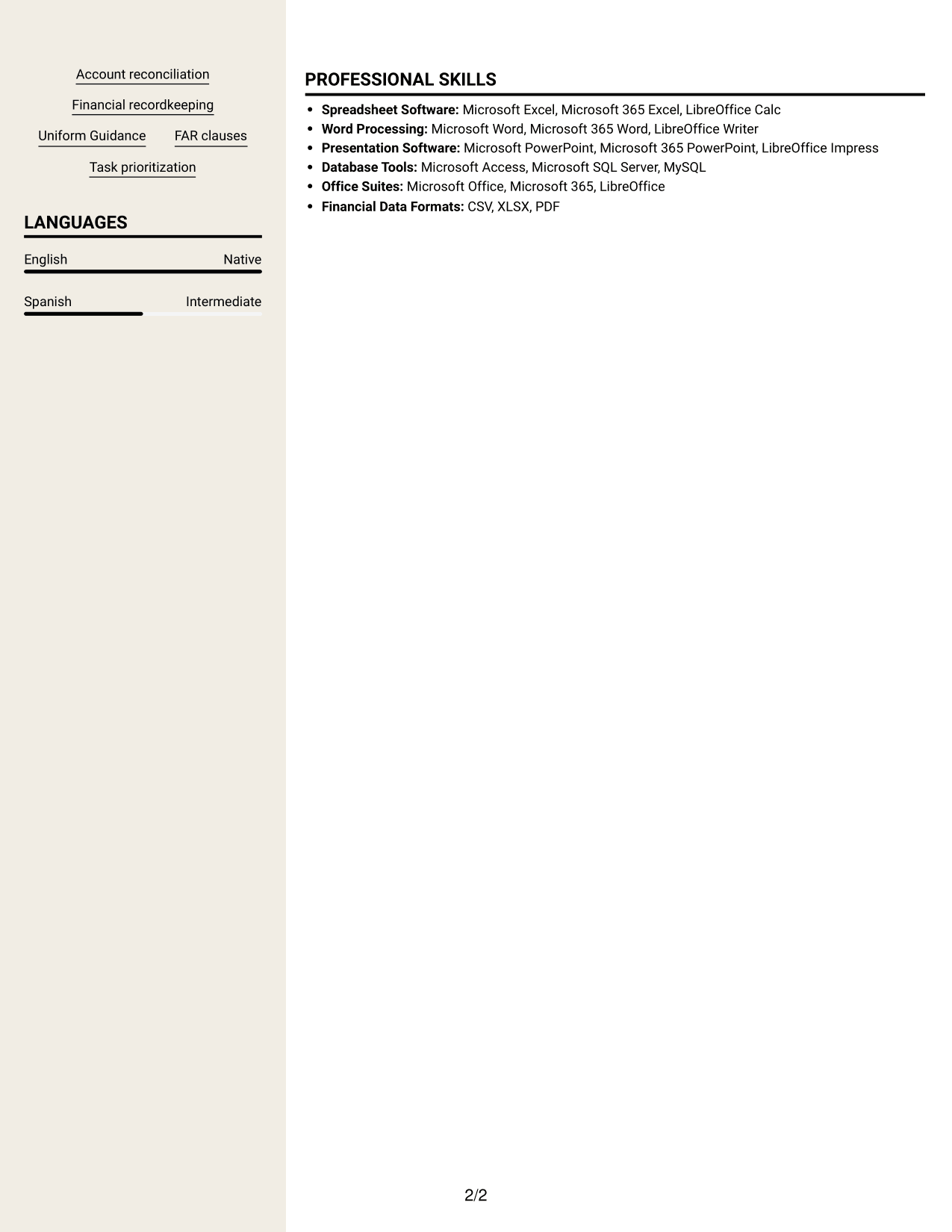Resume example — page 2