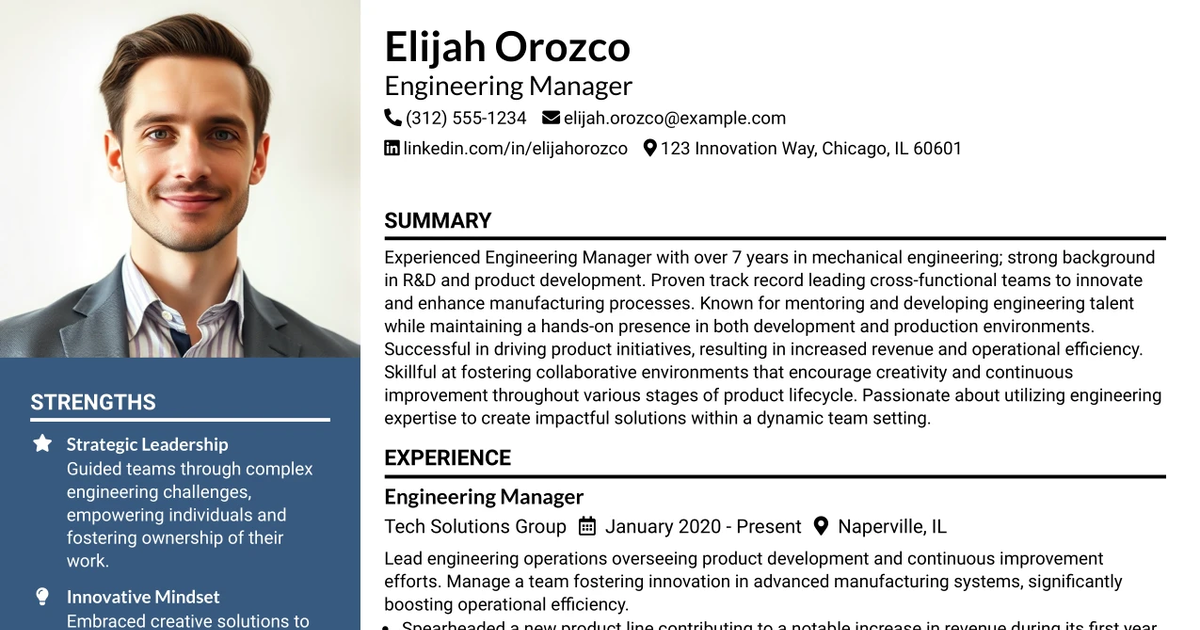 33 Sr. Engineering Manager Resume Templates with Example 2026 (ATS-Optimized)