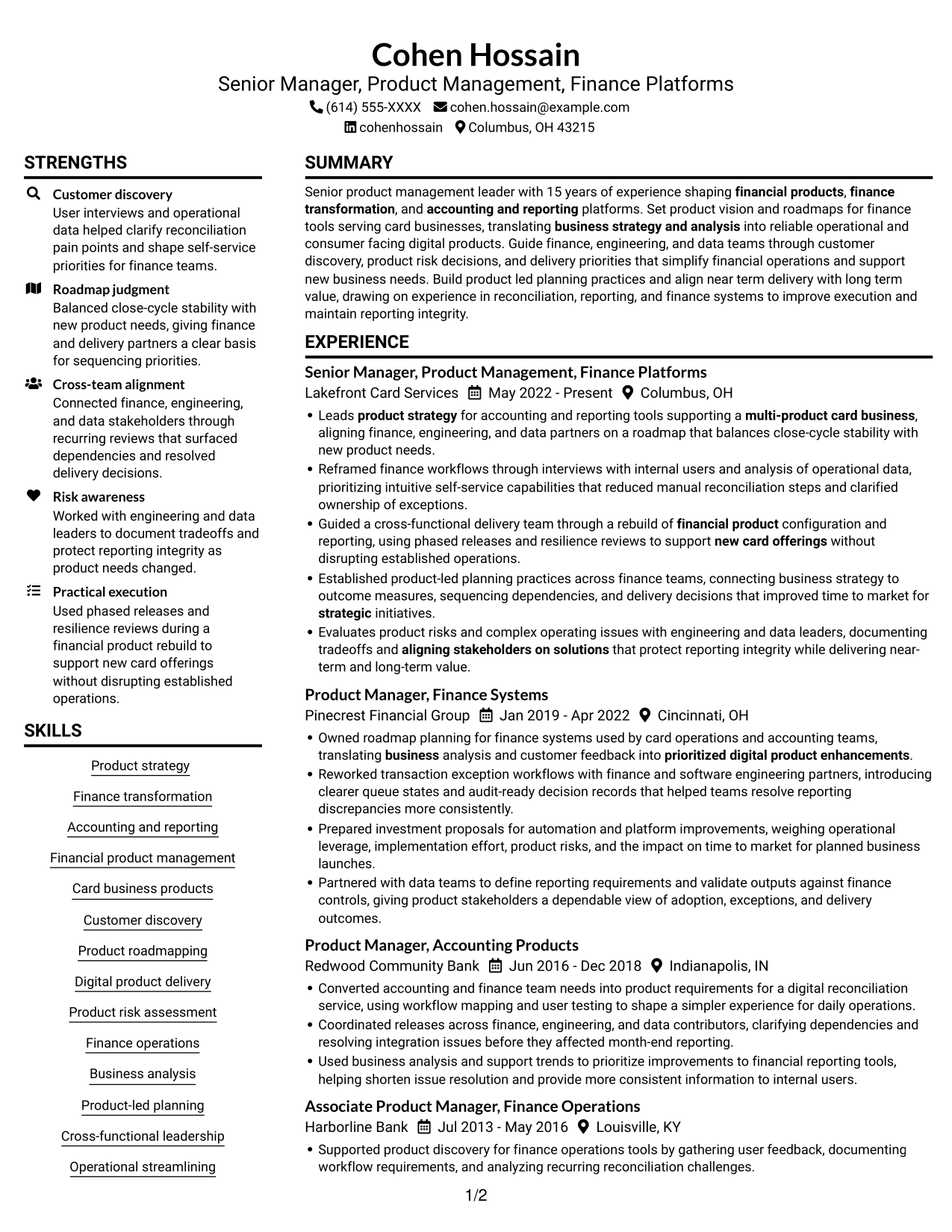 Resume example — page 1