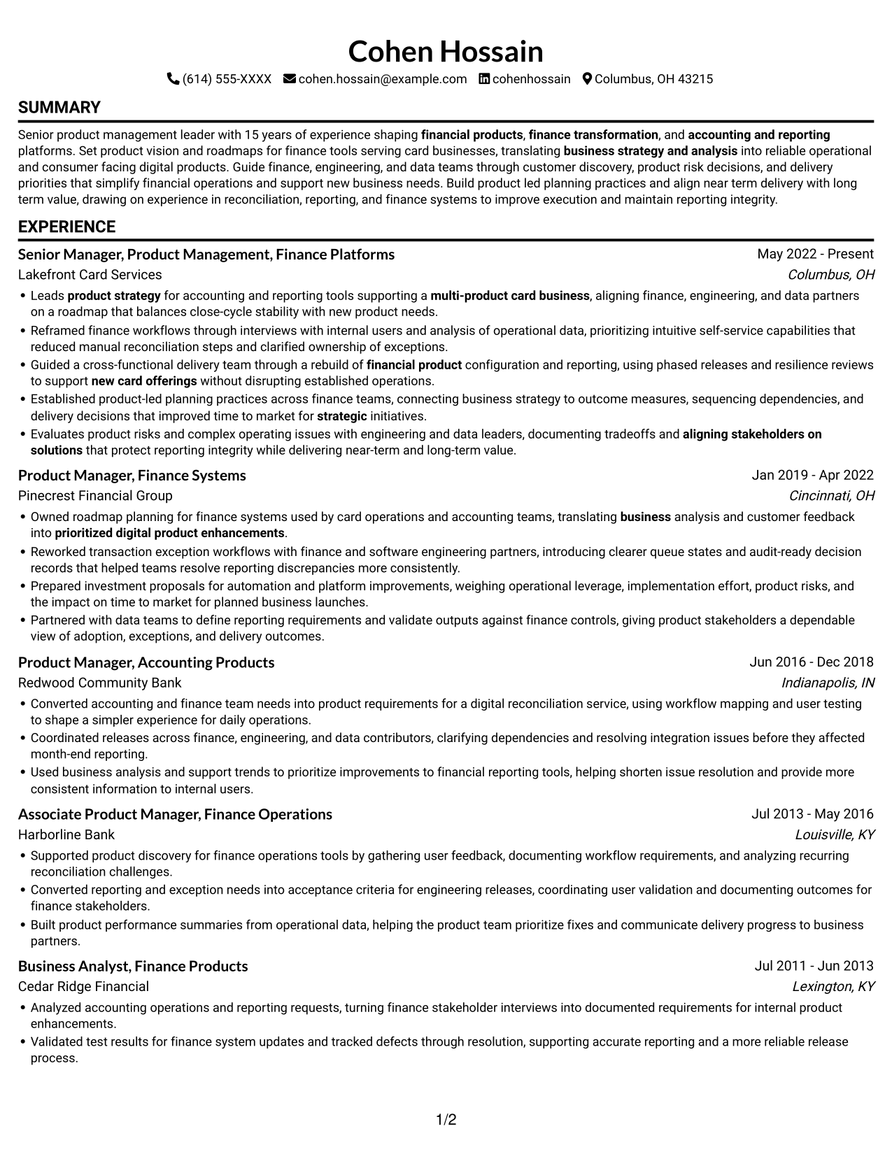 Resume example — page 1