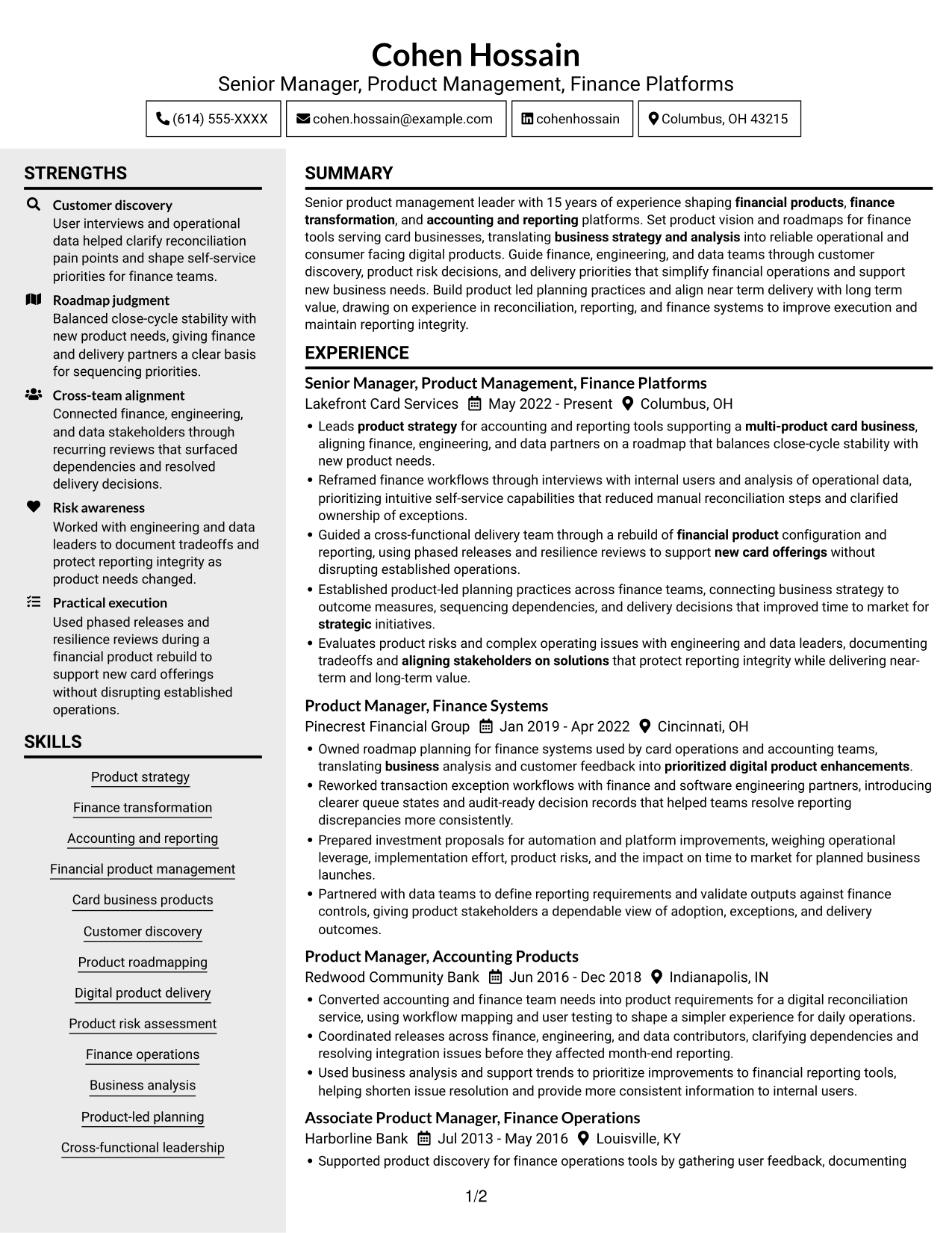Resume example — page 1