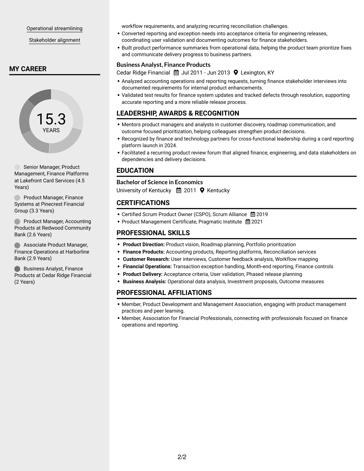 Resume example — page 2
