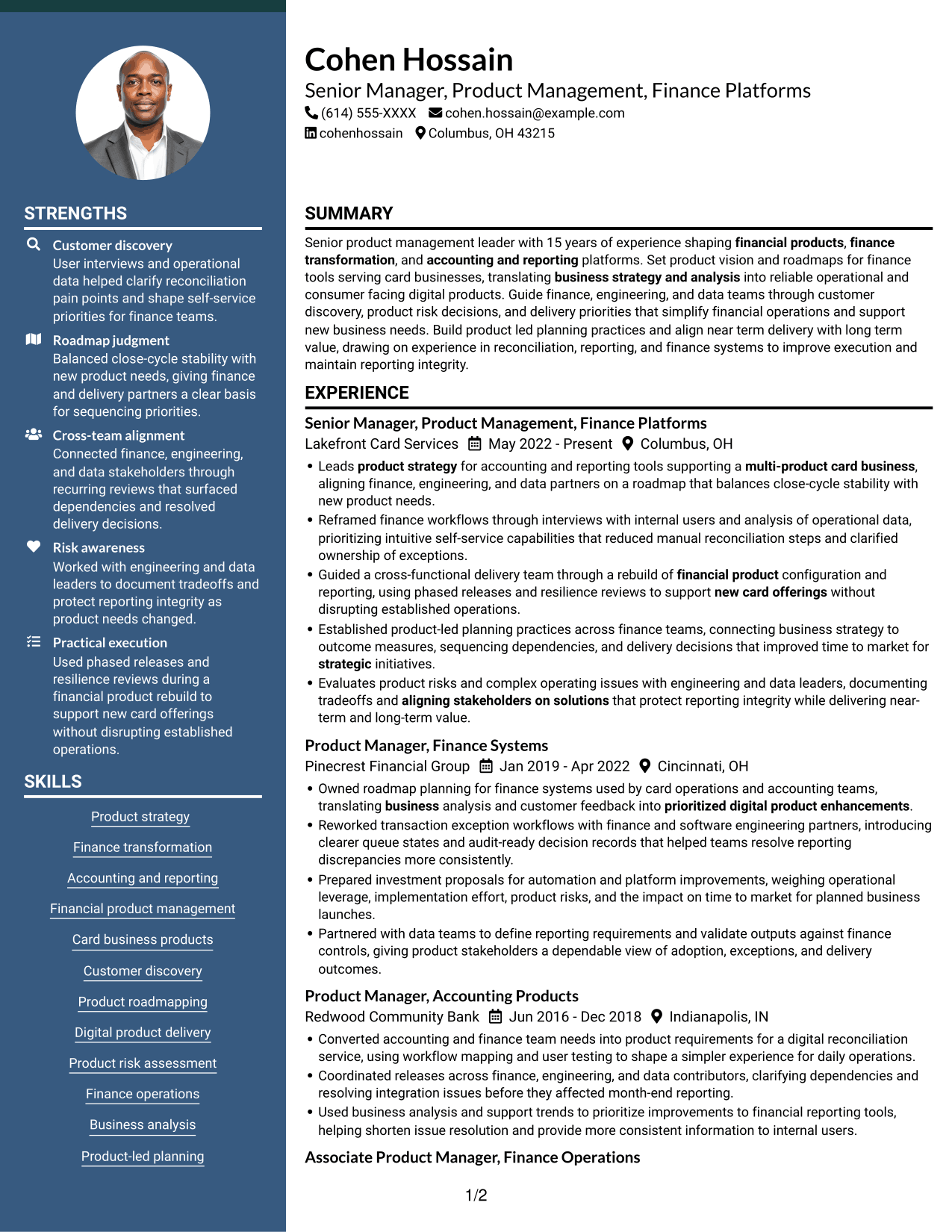 Resume example — page 1