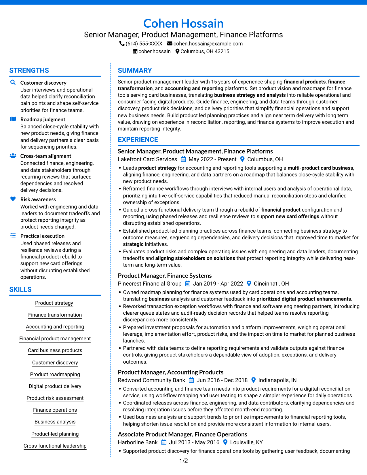 Resume example — page 1