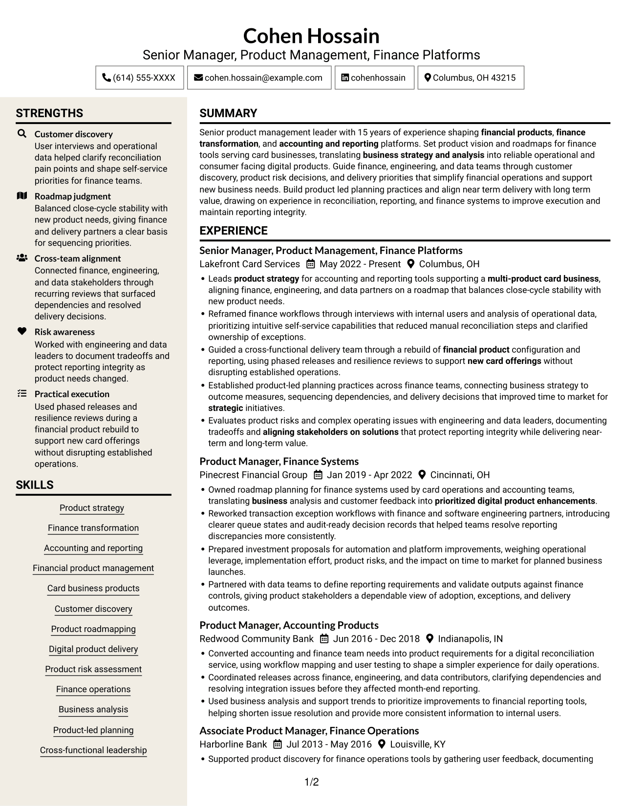 Resume example — page 1
