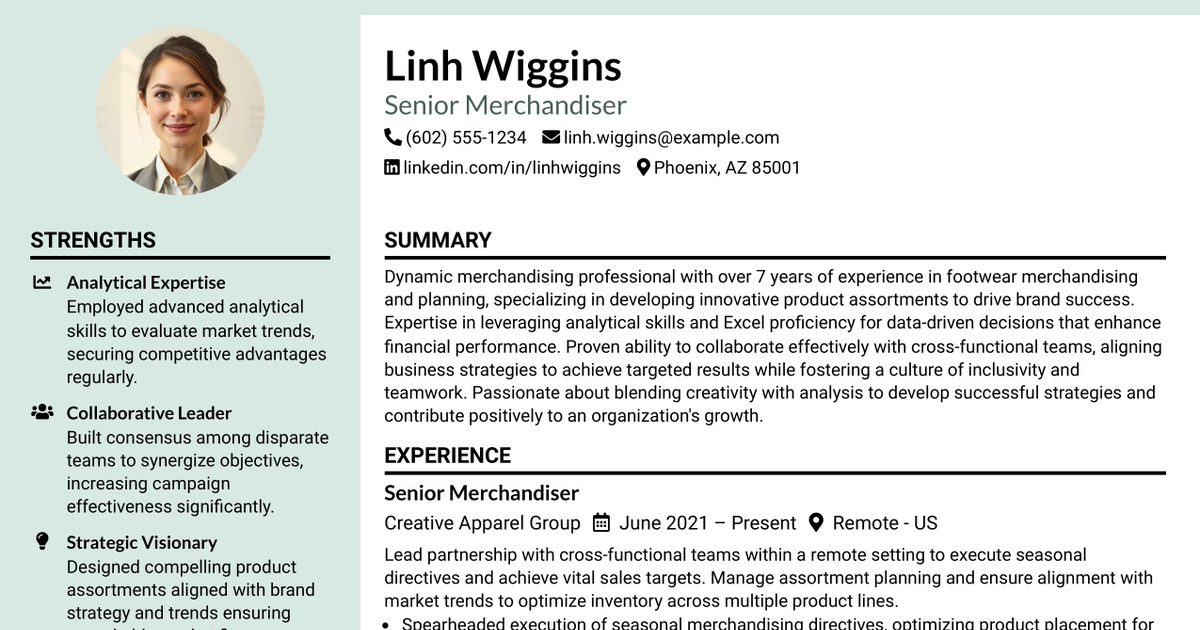 33 Sr. Merchandiser Resume Templates with Example 2026 (ATS-Optimized)