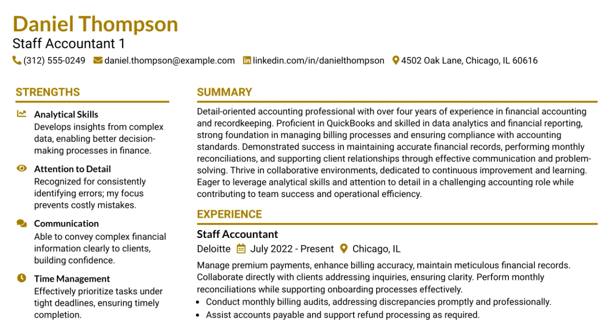 33 Staff Accountant 1 Resume Templates with Example 2026 (ATS-Optimized)