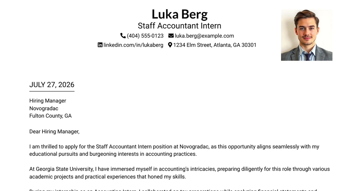 30+ Staff Accountant Intern Cover Letter Templates with Example 2026