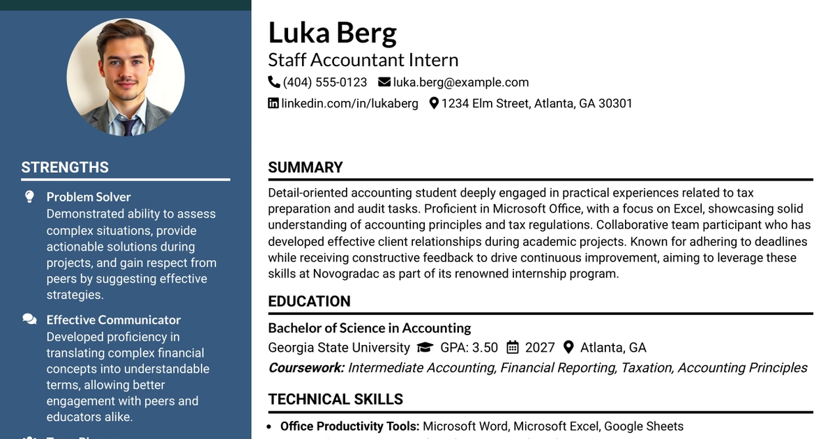33 Staff Accountant Intern Resume Templates with Example 2026 (ATS-Optimized)