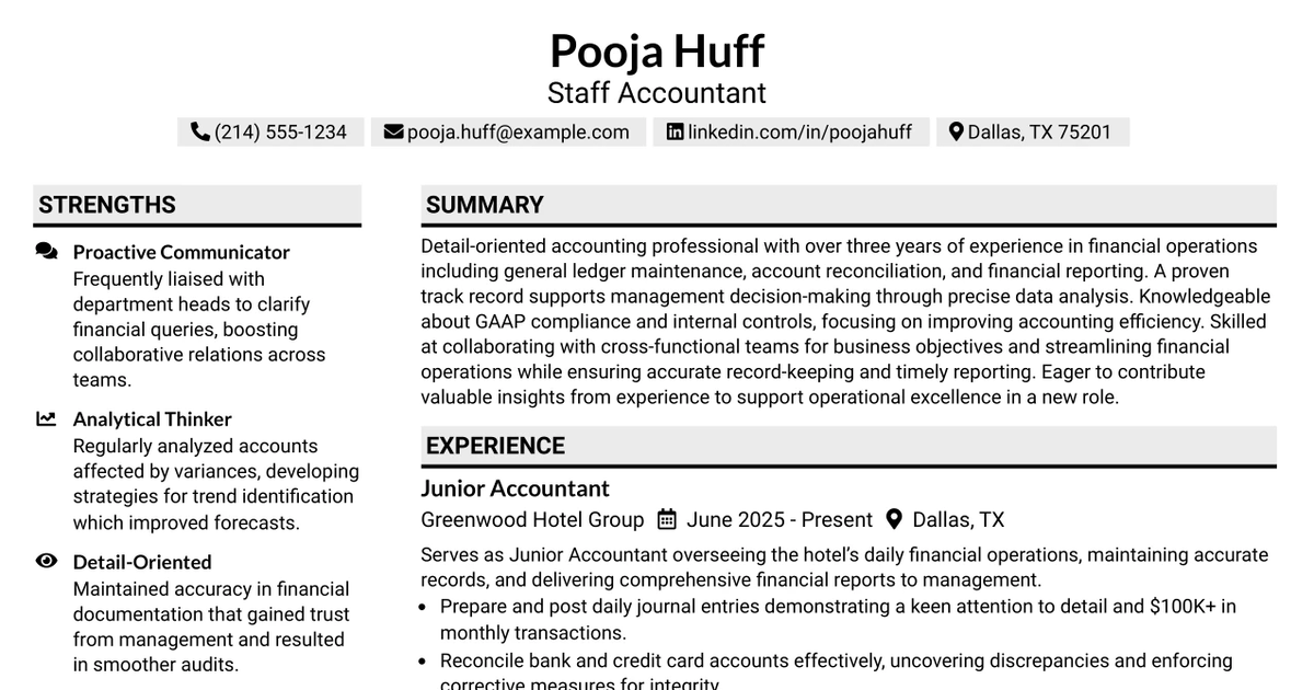33 Staff Accountant Resume Templates with Example 2026 (ATS-Optimized)
