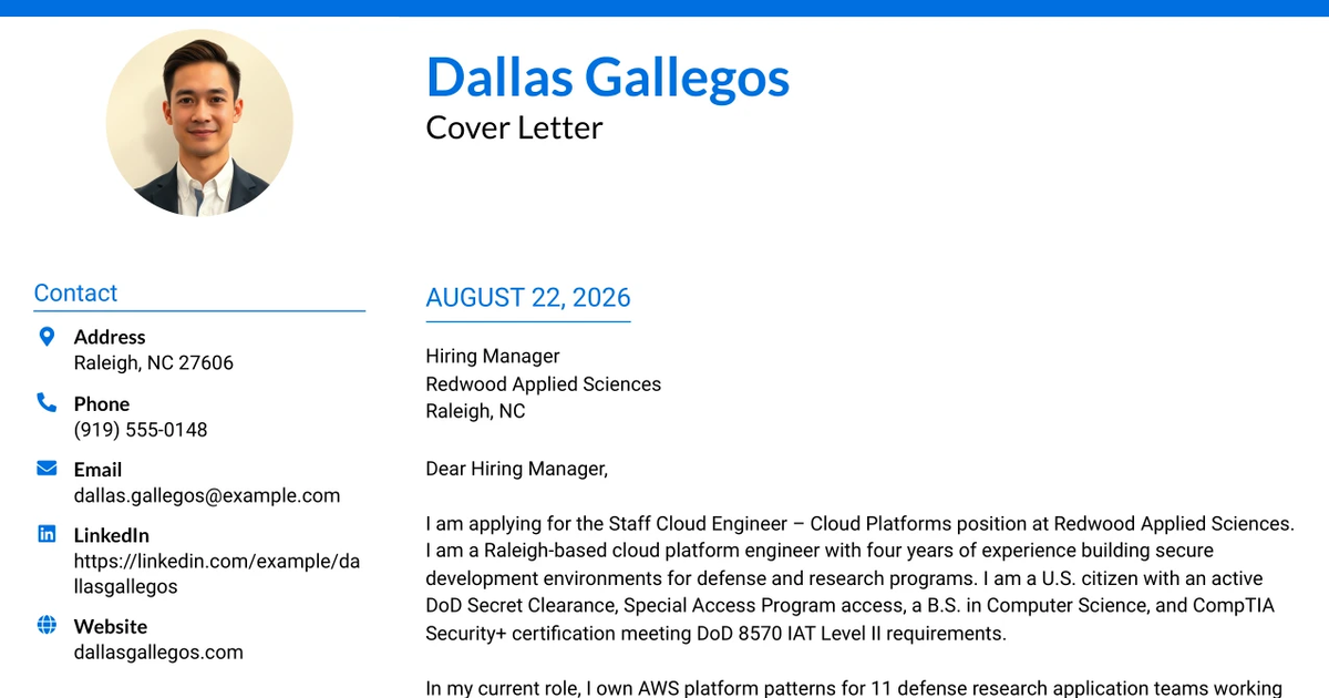 30+ Staff Cloud Engineer – Cloud Platforms Cover Letter Templates with Example 2026